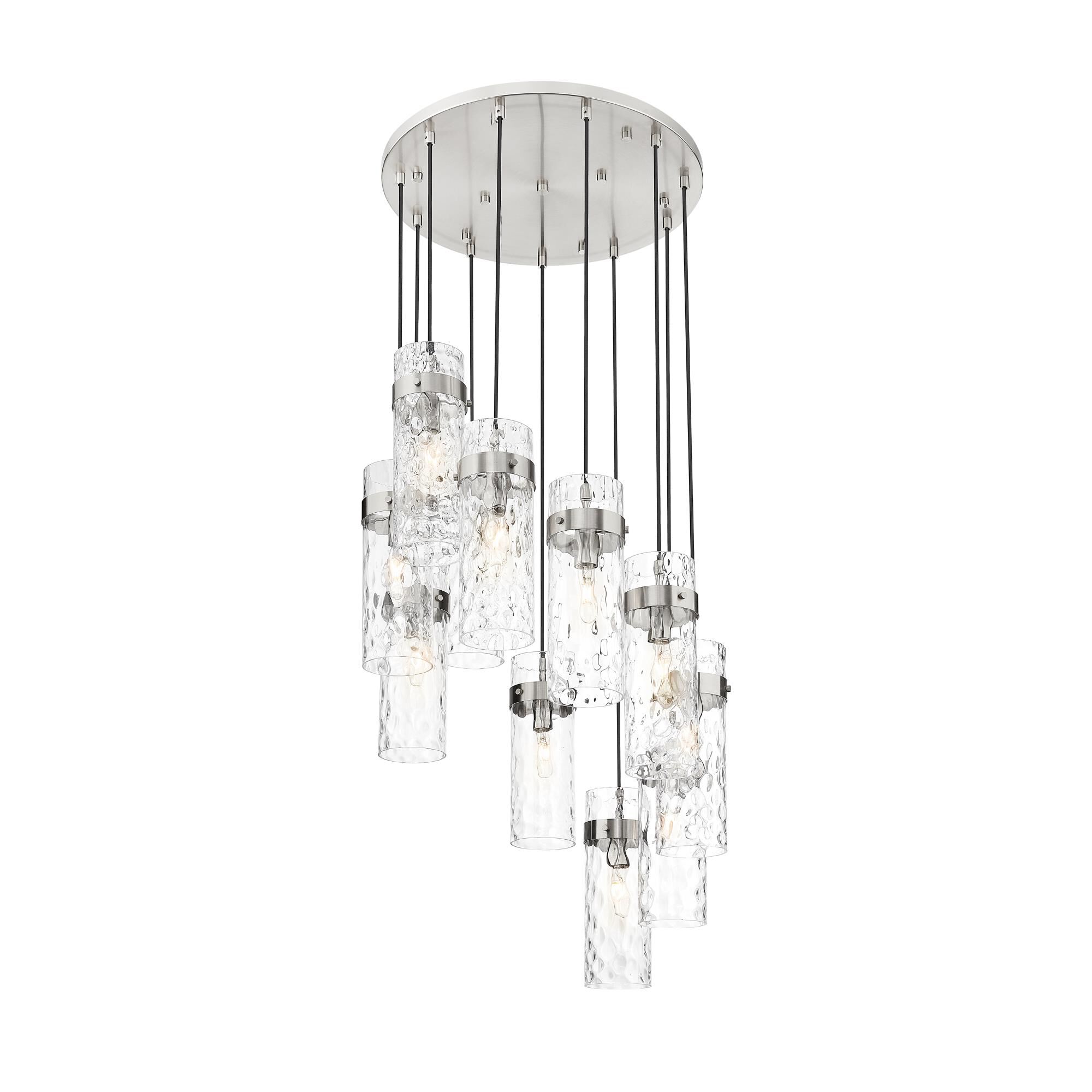 Shown in Brushed Nickel finish and Clear Water glass and Clear Water shade