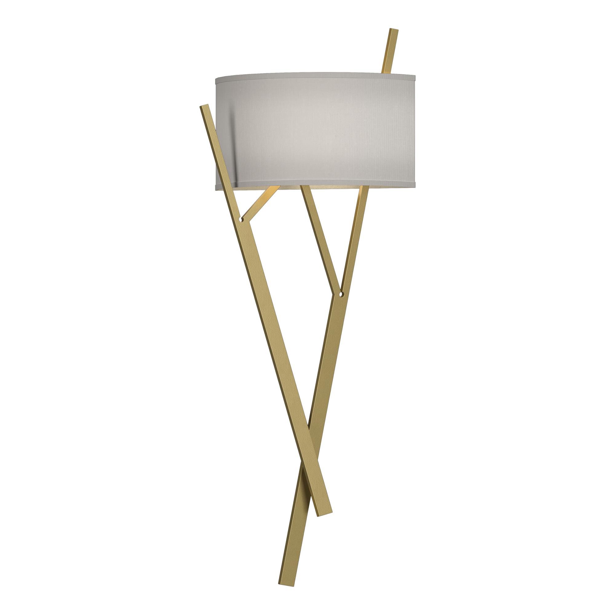 Shown in Modern Brass finish and Natural Anna shade