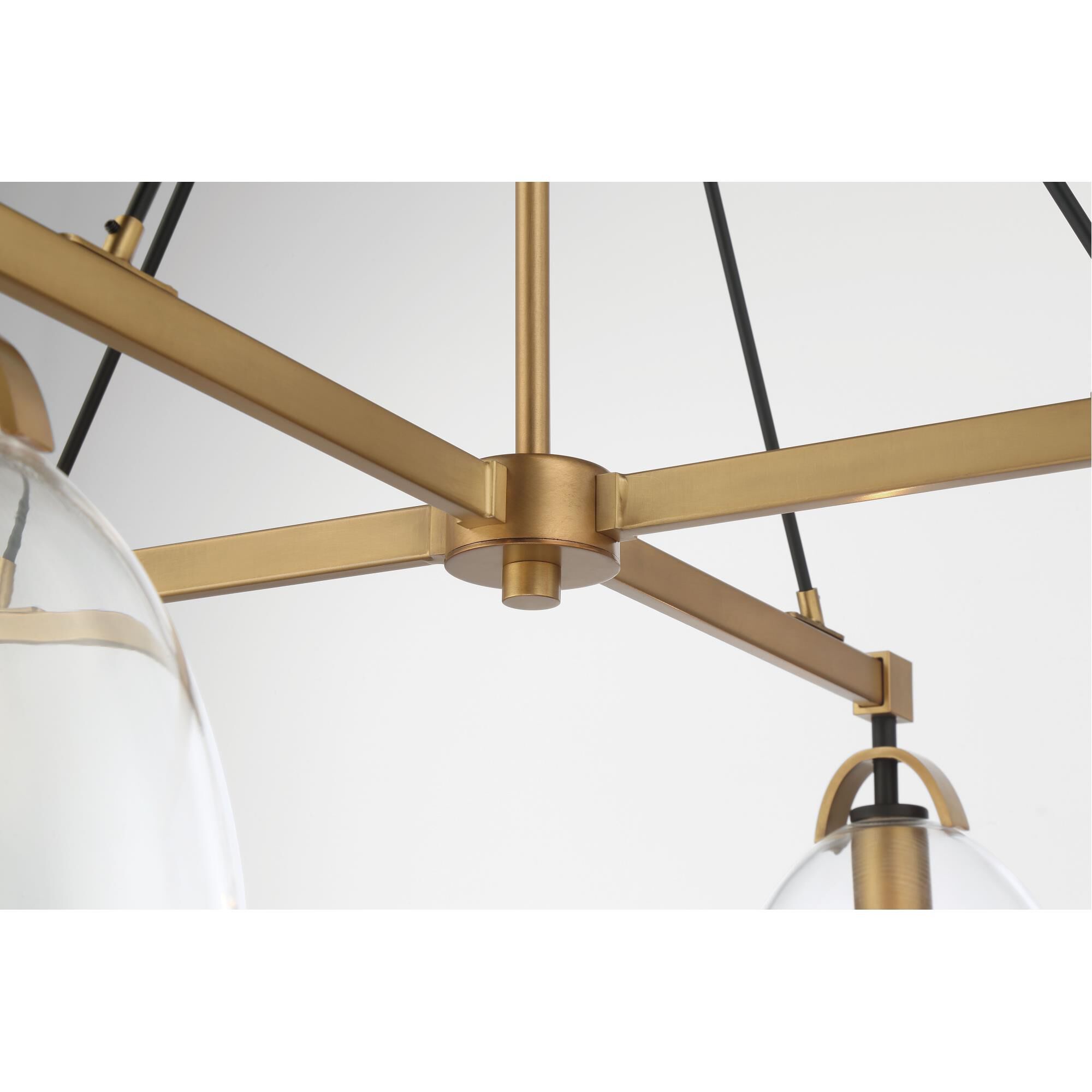 Shown in Legacy Brass & Matte Coal finish and Clear glass and Glass shade