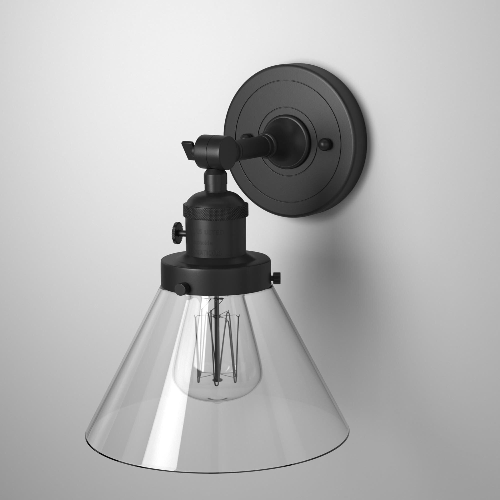 Shown in Matte Black finish and Clear glass and Brushed Satin Nickel shade and No Accent accent