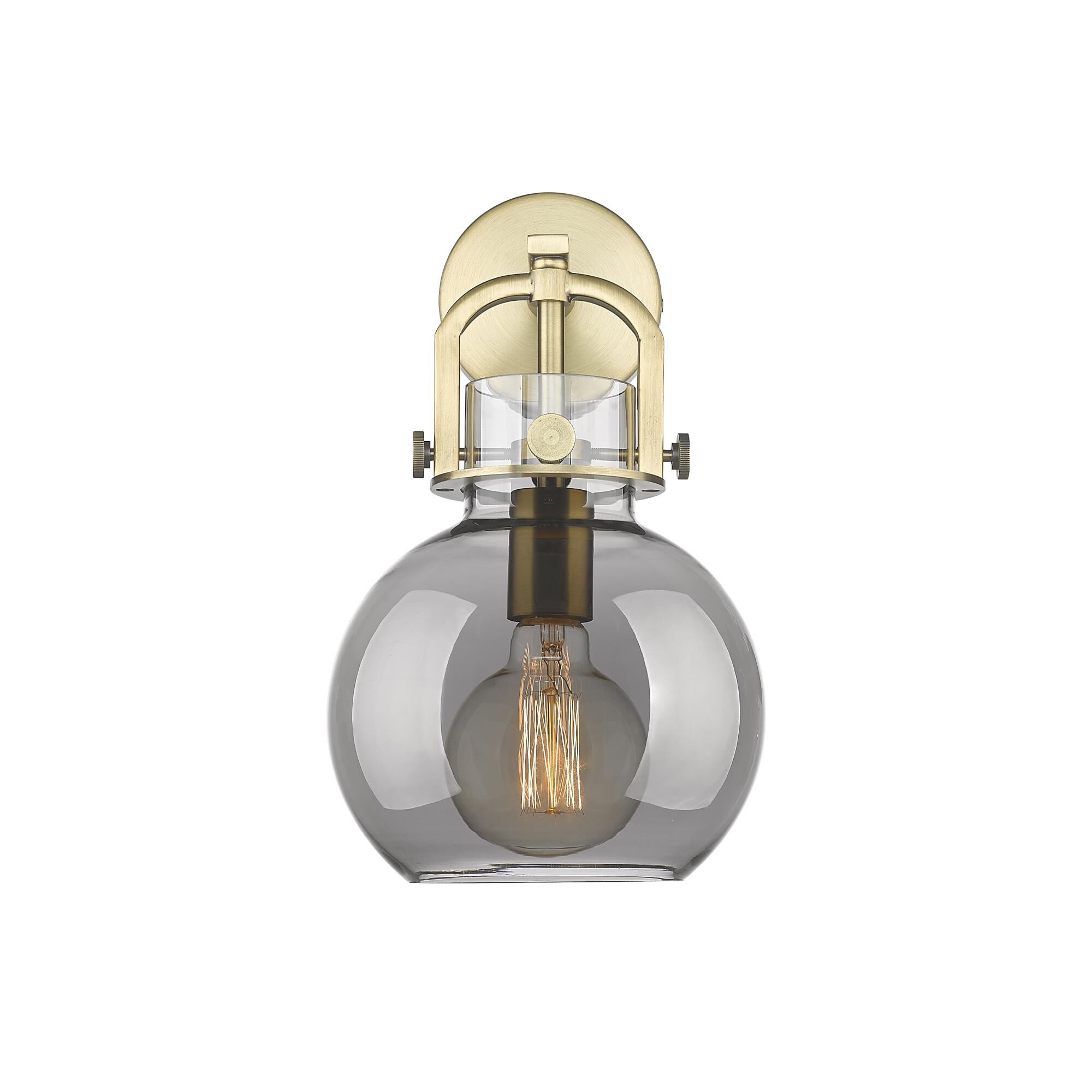 Shown in Brushed Brass finish and Plated Smoke glass