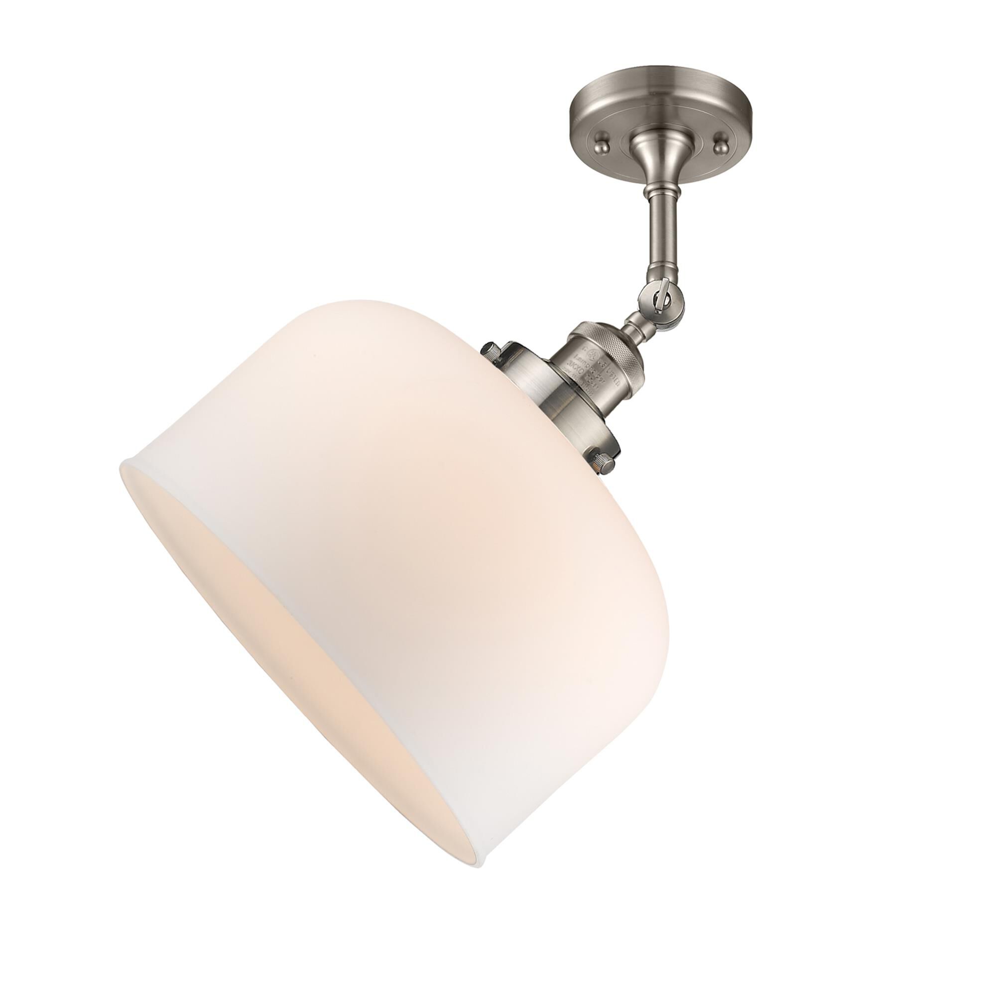 Shown in Brushed Satin Nickel finish and Matte White Cased glass