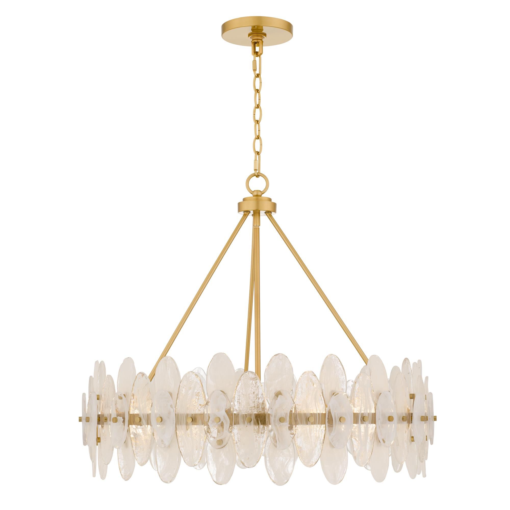 Shown in Brushed Gold finish and Glass shade