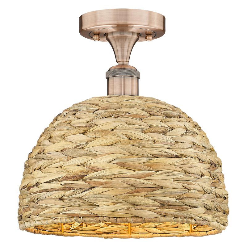 Bruno Marashlian Woven Rattan 12 Inch Semi Flush Mount by Innovations Lighting