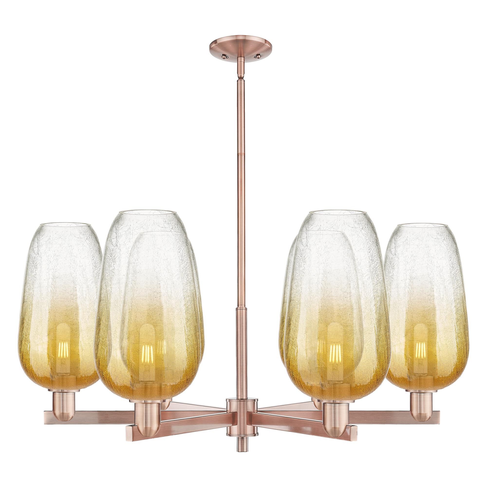 Shown in Antique Copper finish and Amber glass