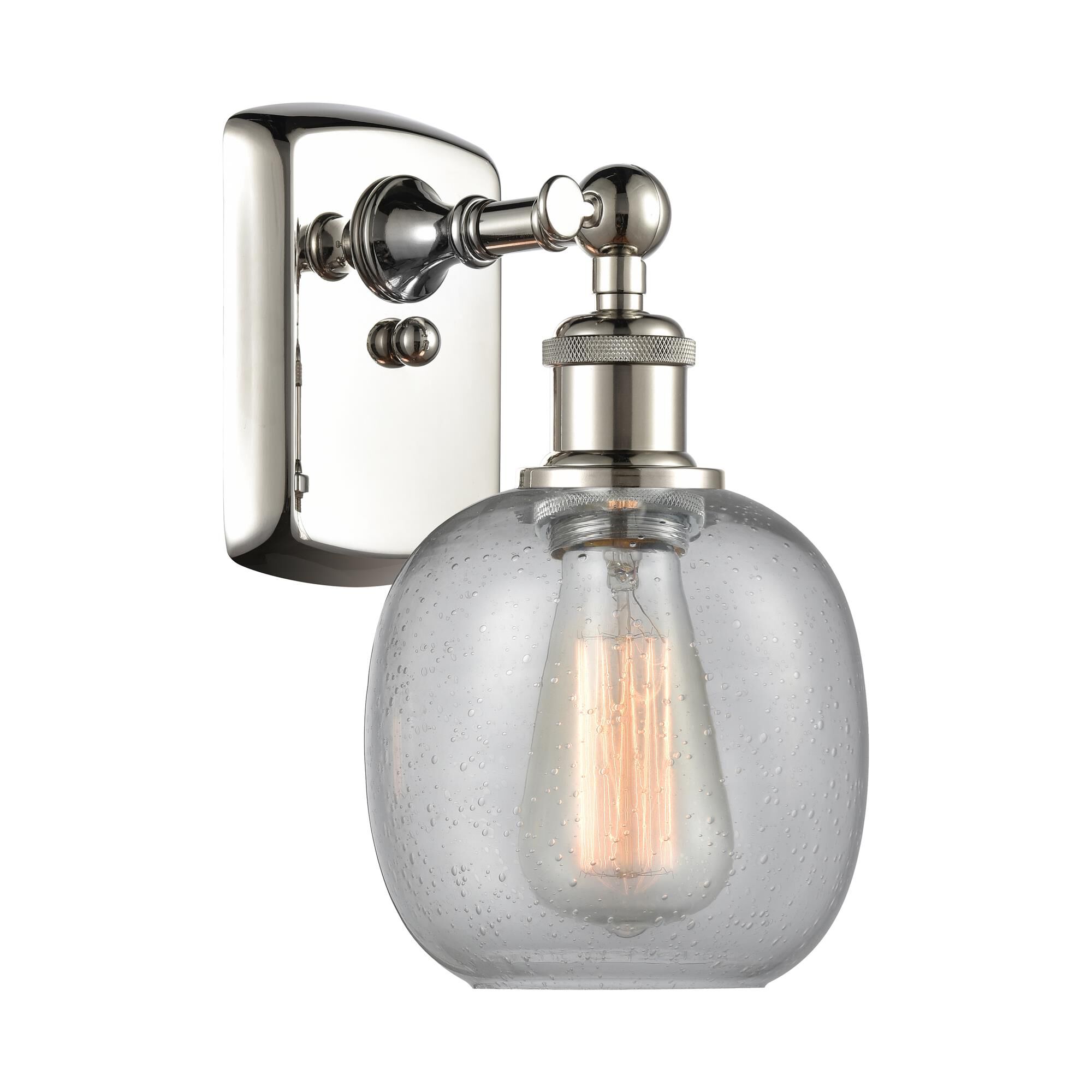 Shown in Polished Nickel finish and Seedy glass