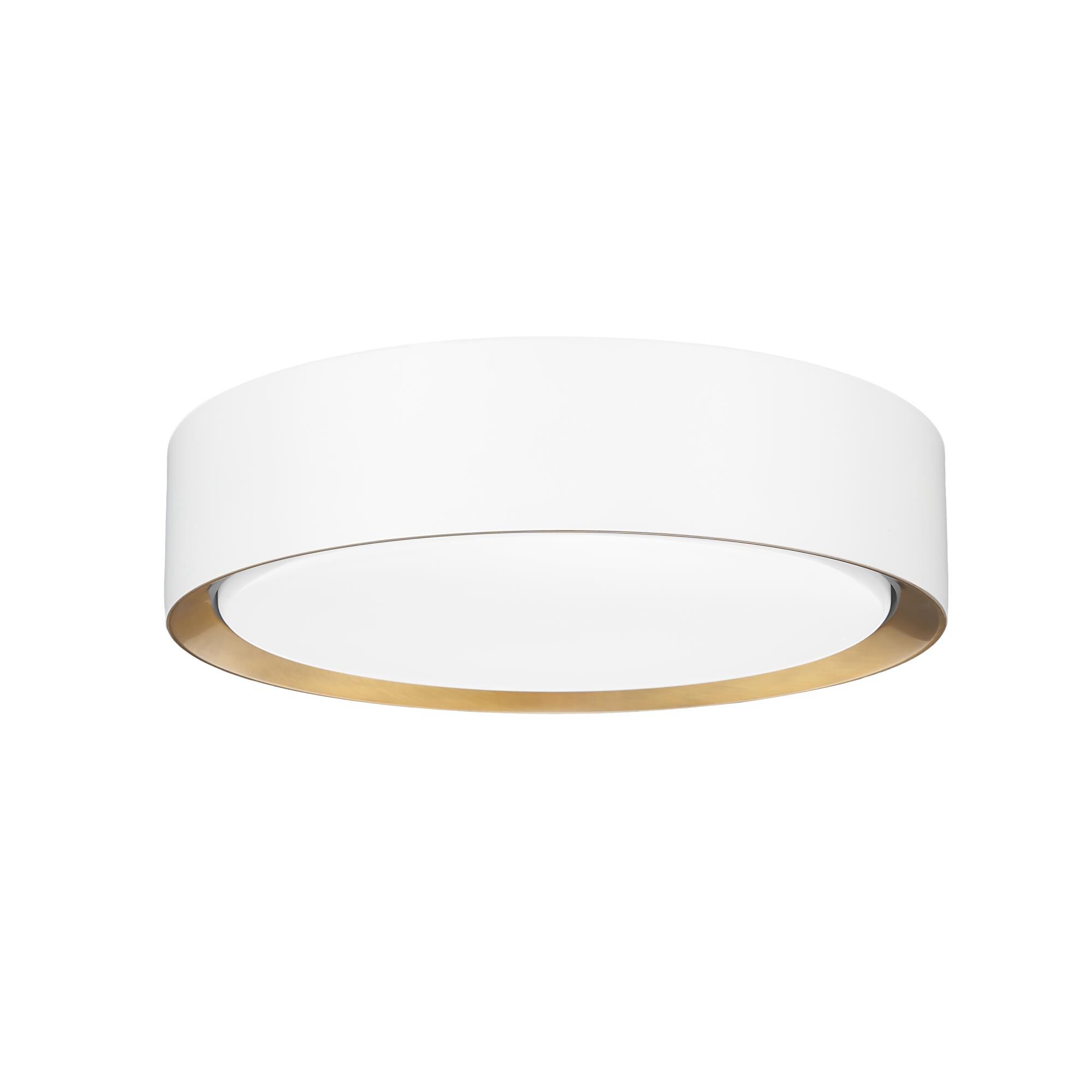 Shown in Matte White And Modern Gold finish and Frosted glass and Frosted shade