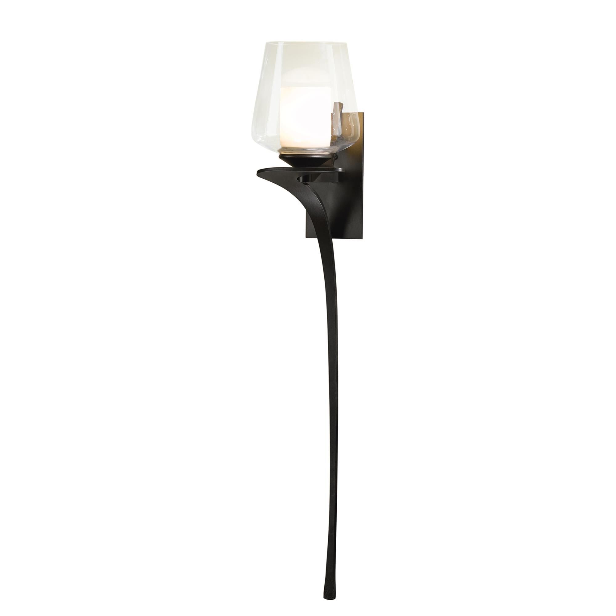 Shown in Dark Smoke finish and Opal And Clear glass and Orientation: Right accent