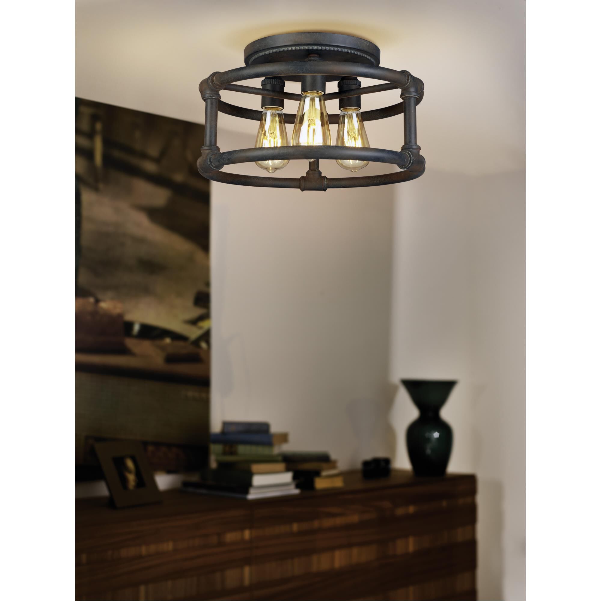 Eglo Wymer 15 Inch 3 Light Semi Flush Mount by Eglo Lighting
