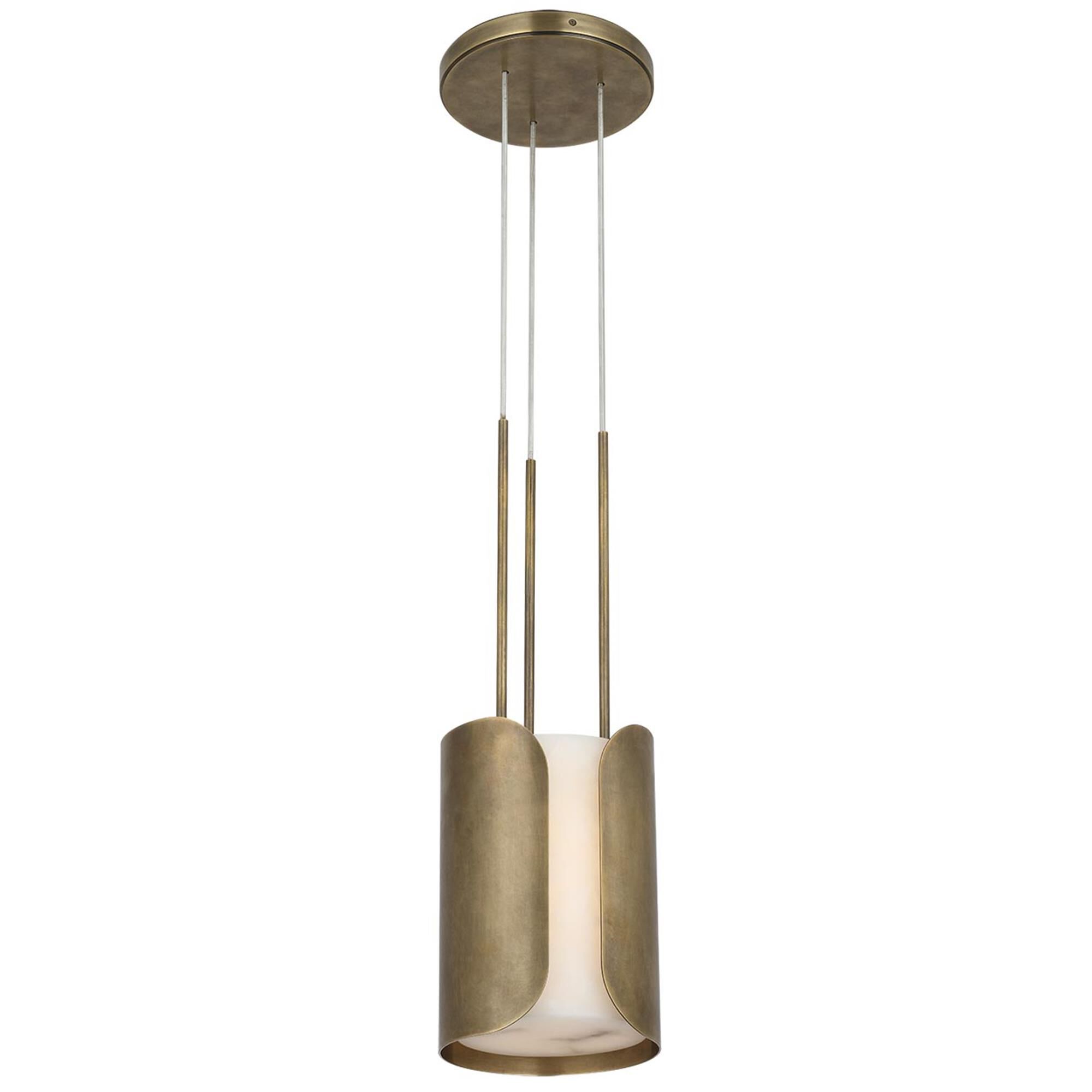 Shown in Mottled Brass finish and Alabaster shade
