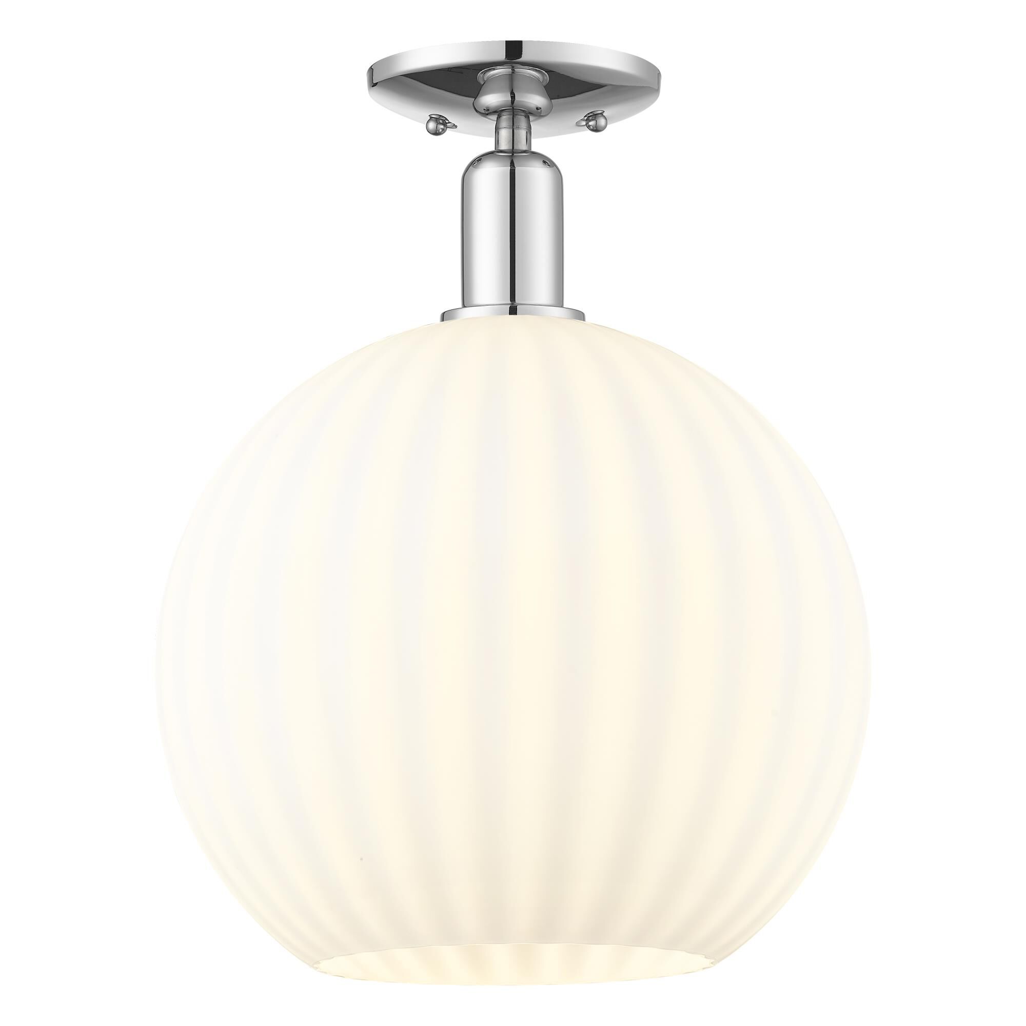 Shown in Polished Chrome finish and White Venetian glass