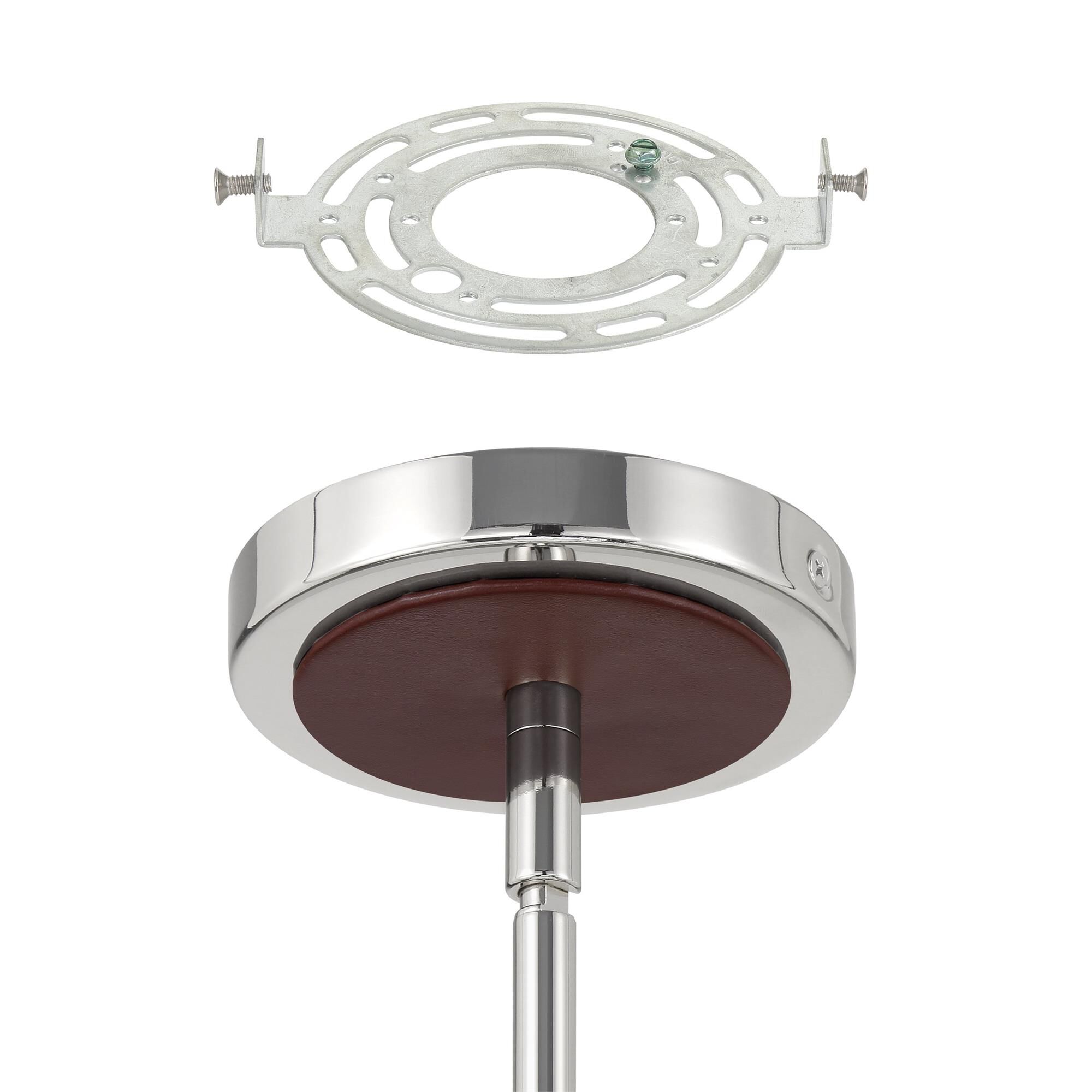 Shown in Polished Nickel and Dark Brown finish