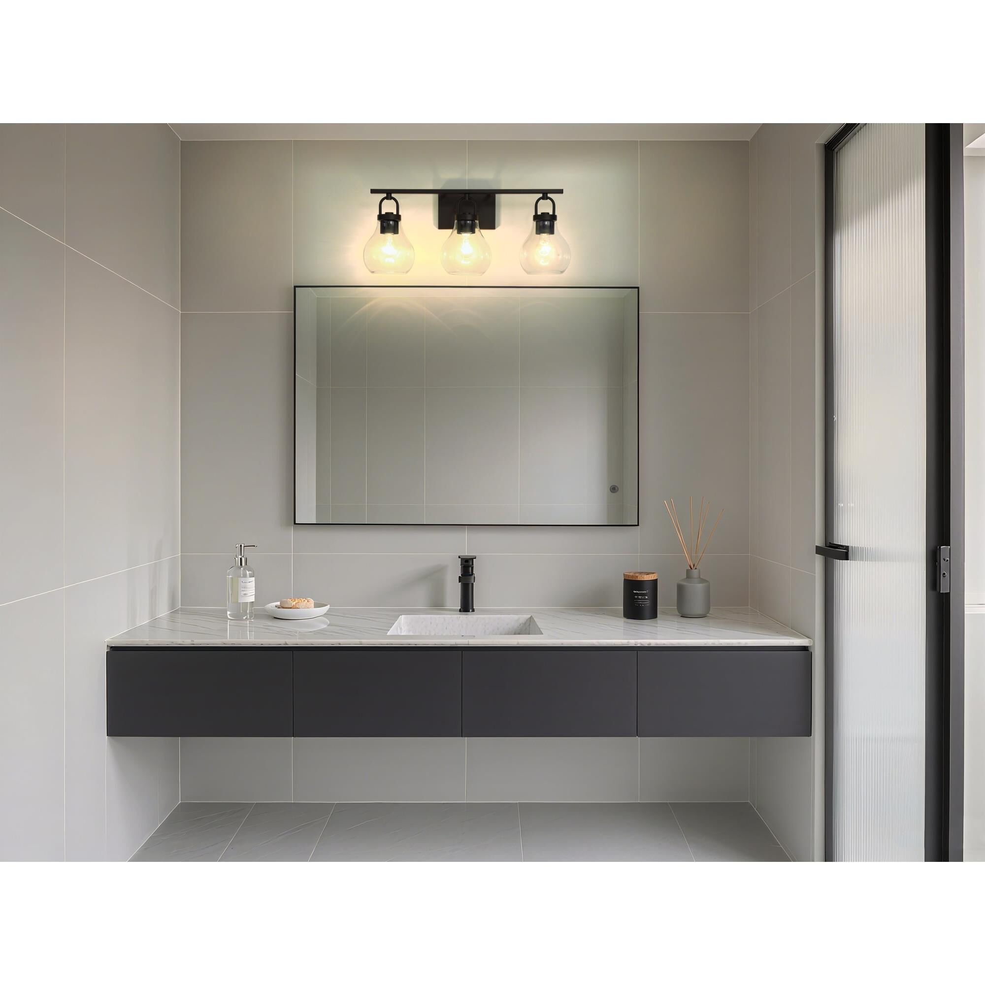 Shown in Matte Black finish and Clear glass