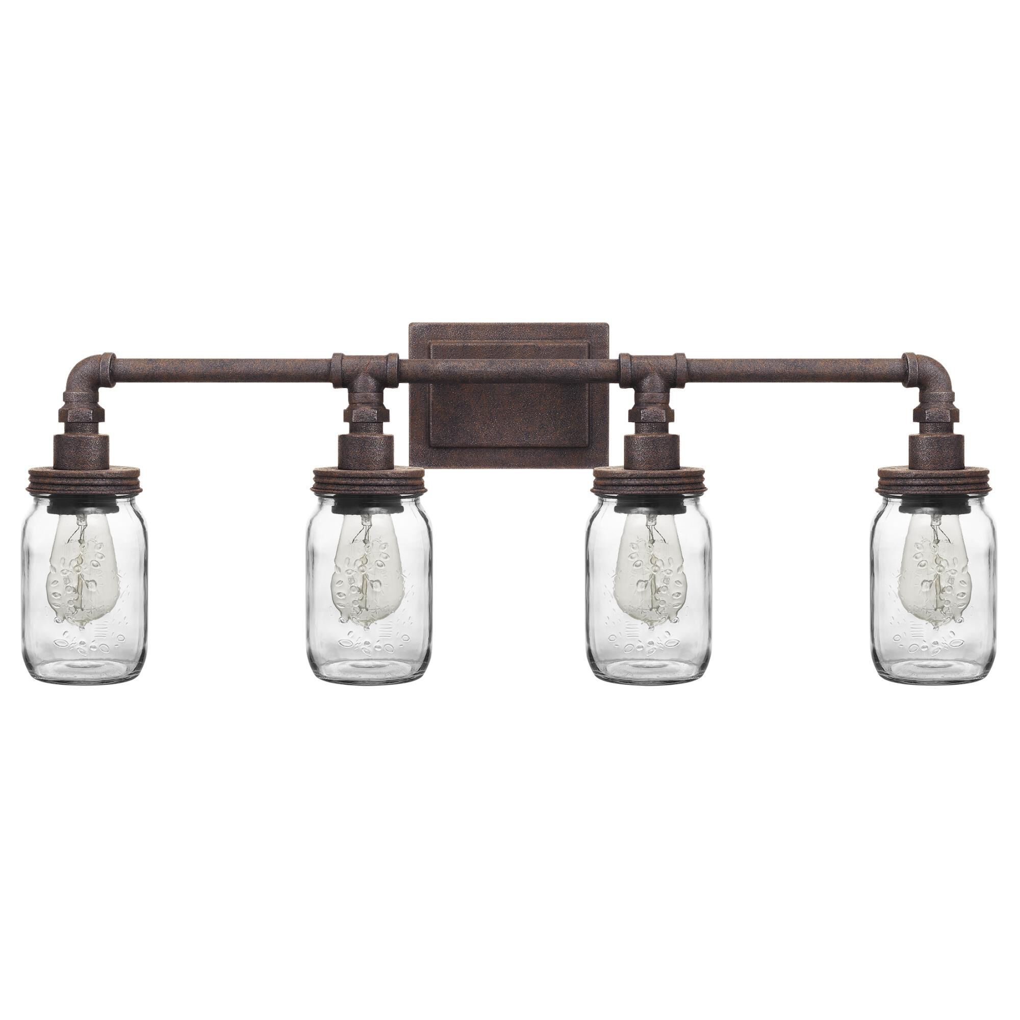 Shown in Rustic Black finish and Clear Glass shade