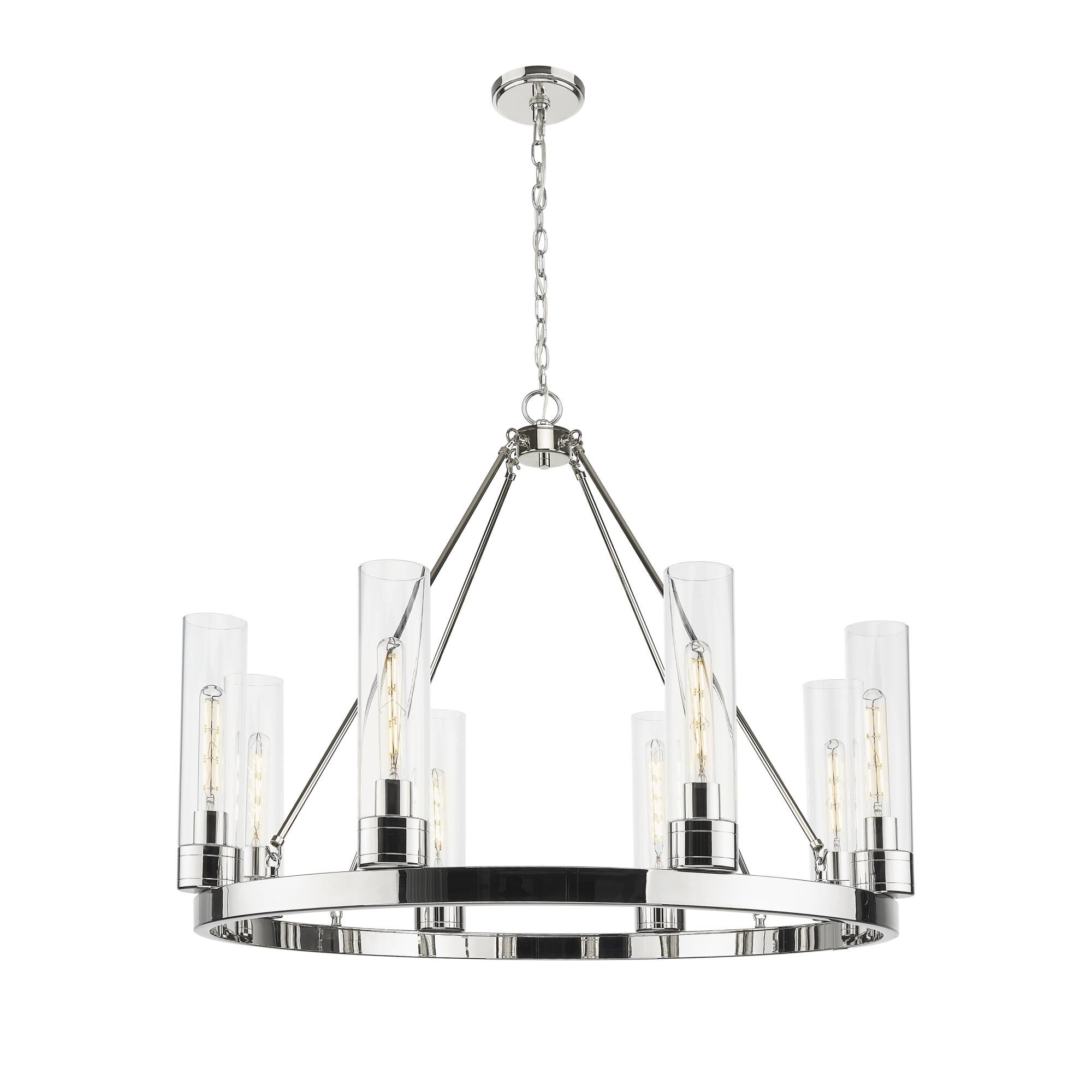 Shown in Polished Nickel finish and Clear glass