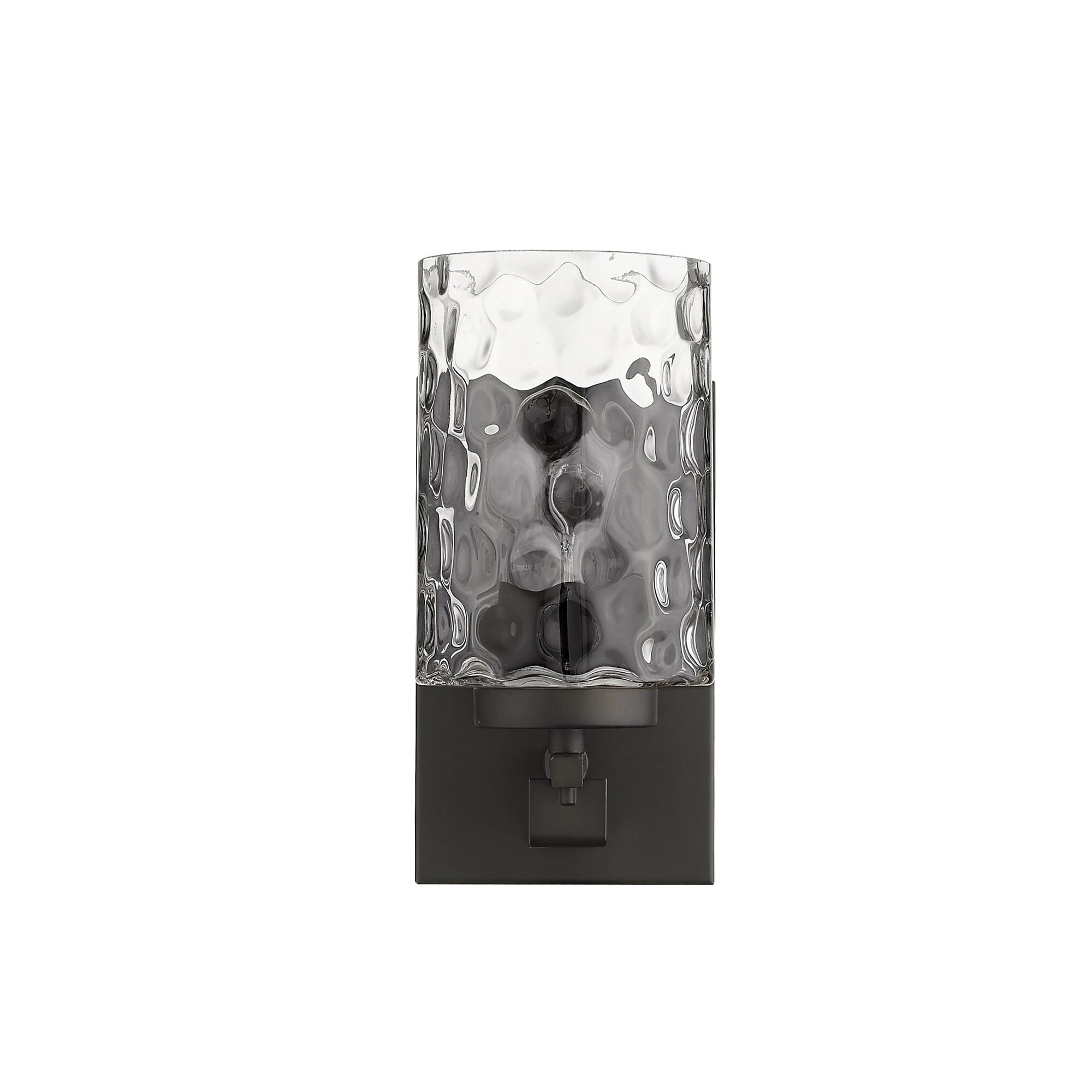 Shown in Oil-Rubbed Bronze finish and Clear glass and Clear, Optic Cylindrical Glass shade