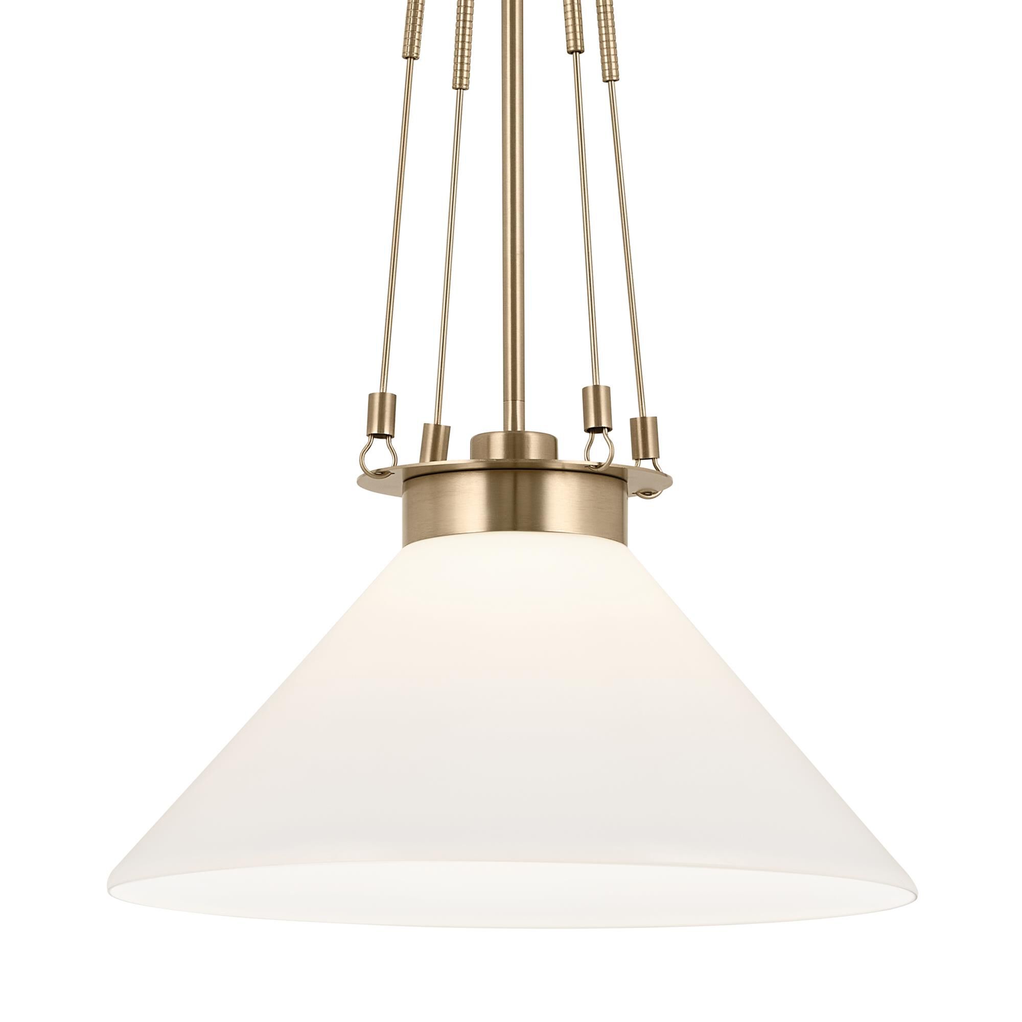 Shown in Champagne Bronze finish and Opal glass