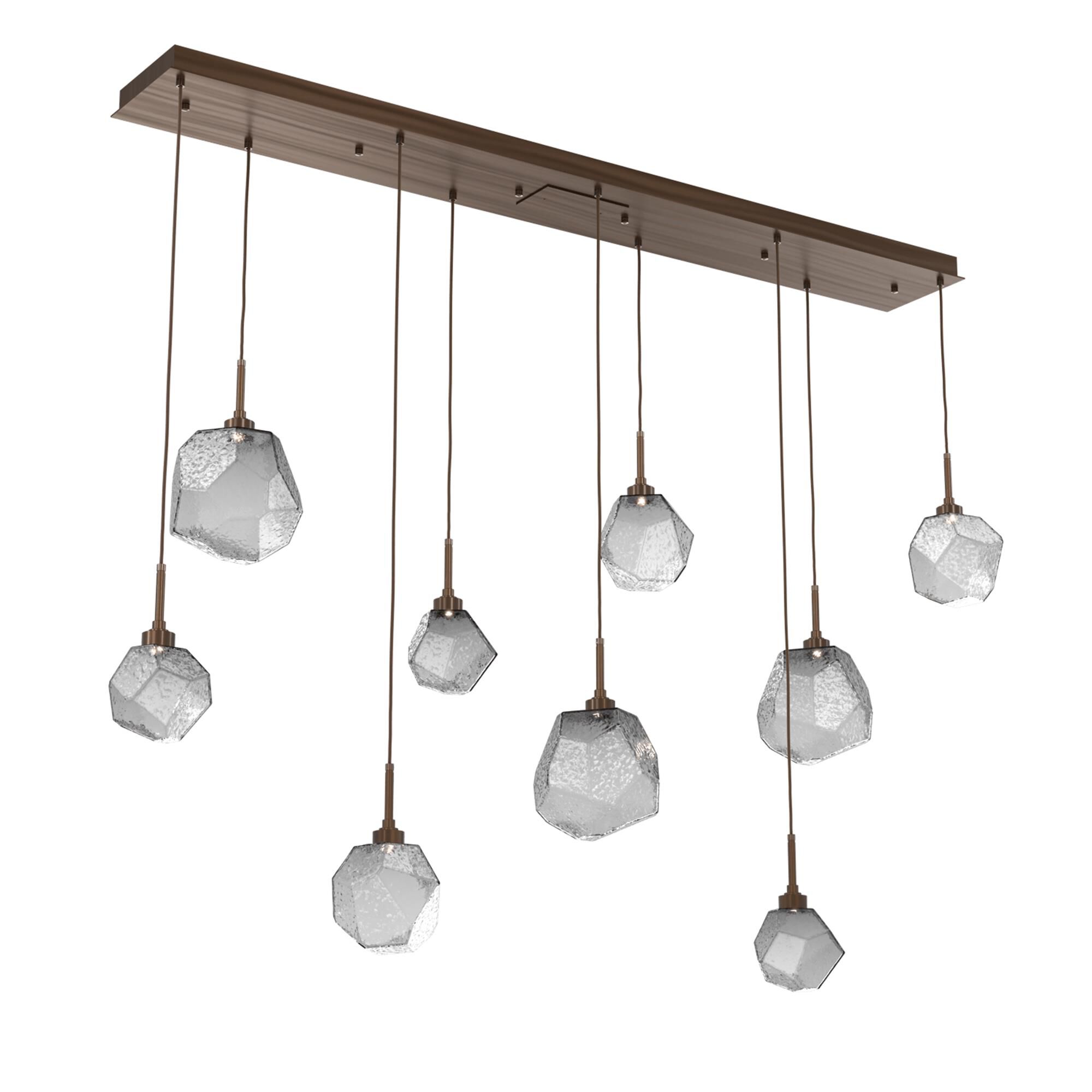 Shown in Burnished Brass finish and Smoke glass