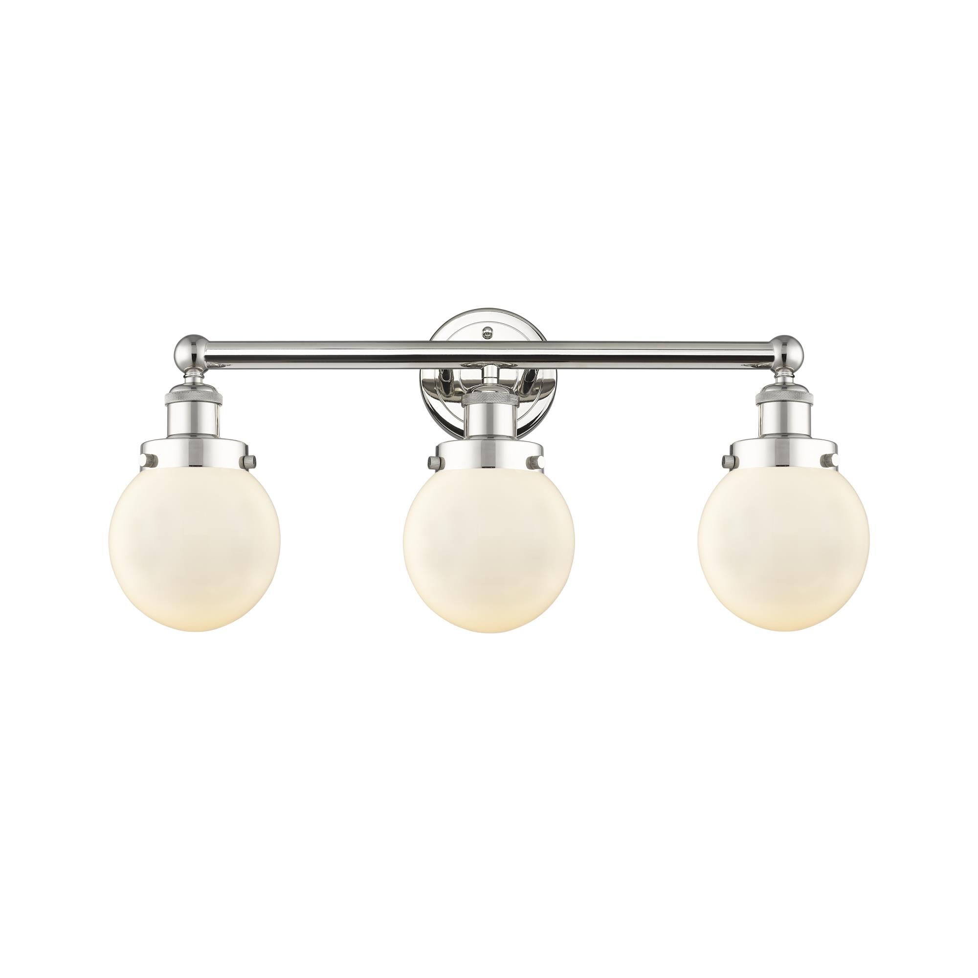 Shown in Polished Nickel finish and Matte White glass