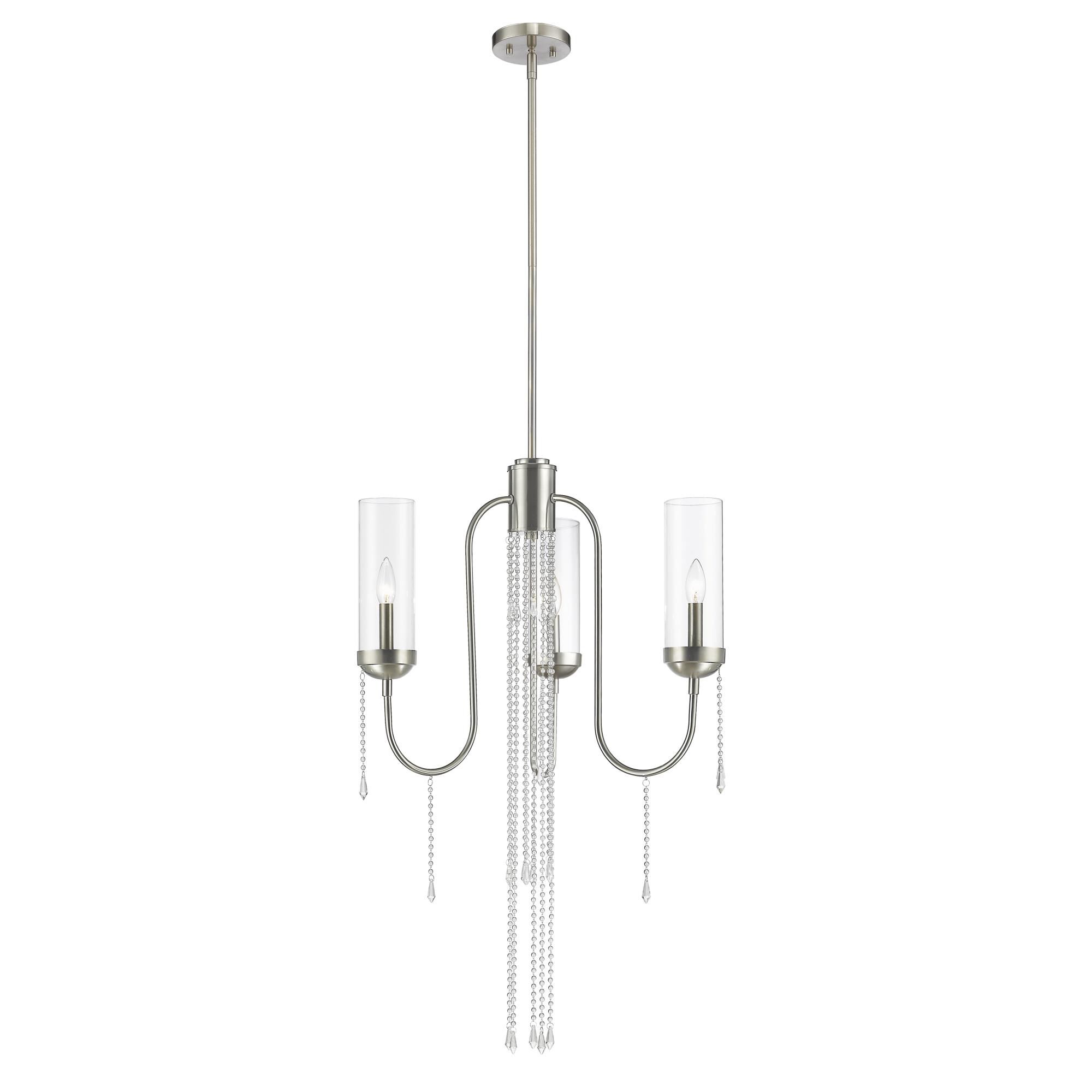 Shown in Brushed Nickel finish and Glass shade