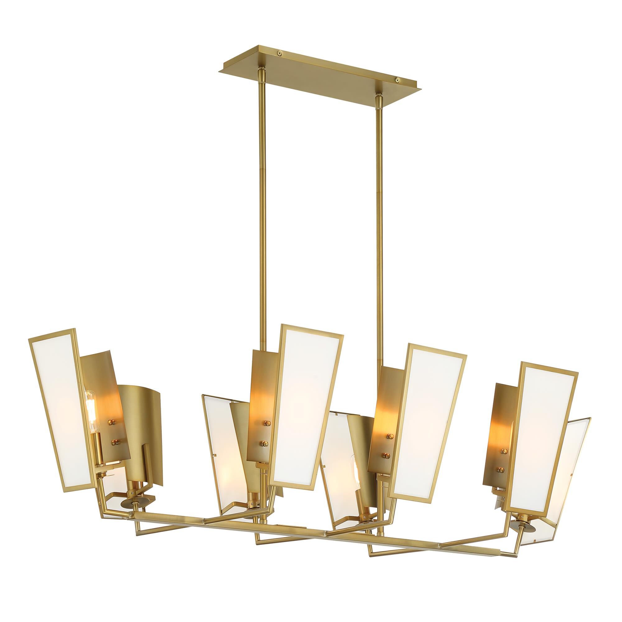Shown in Soft Brass finish and White Silk glass