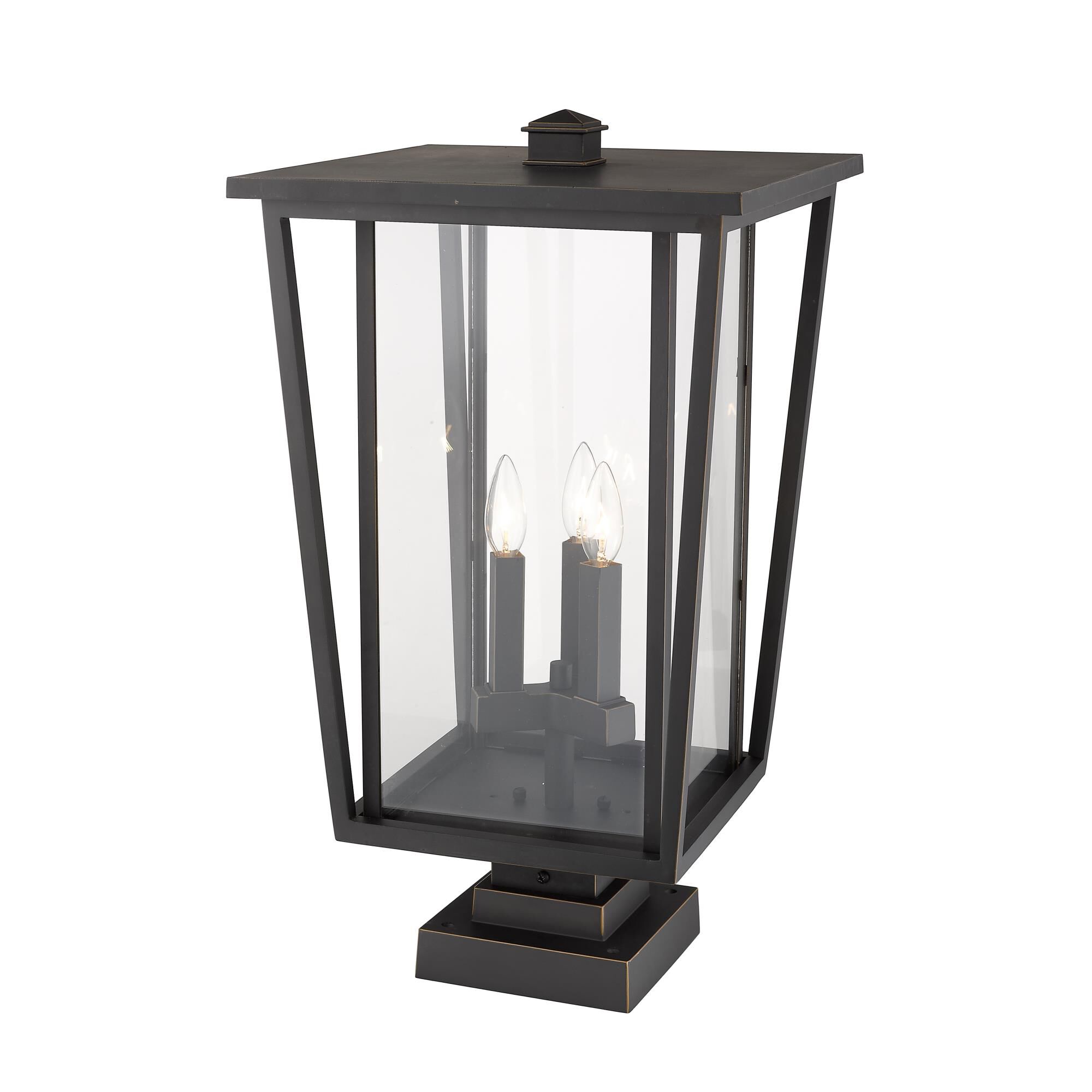 Shown in Oil Rubbed Bronze finish and Glass shade