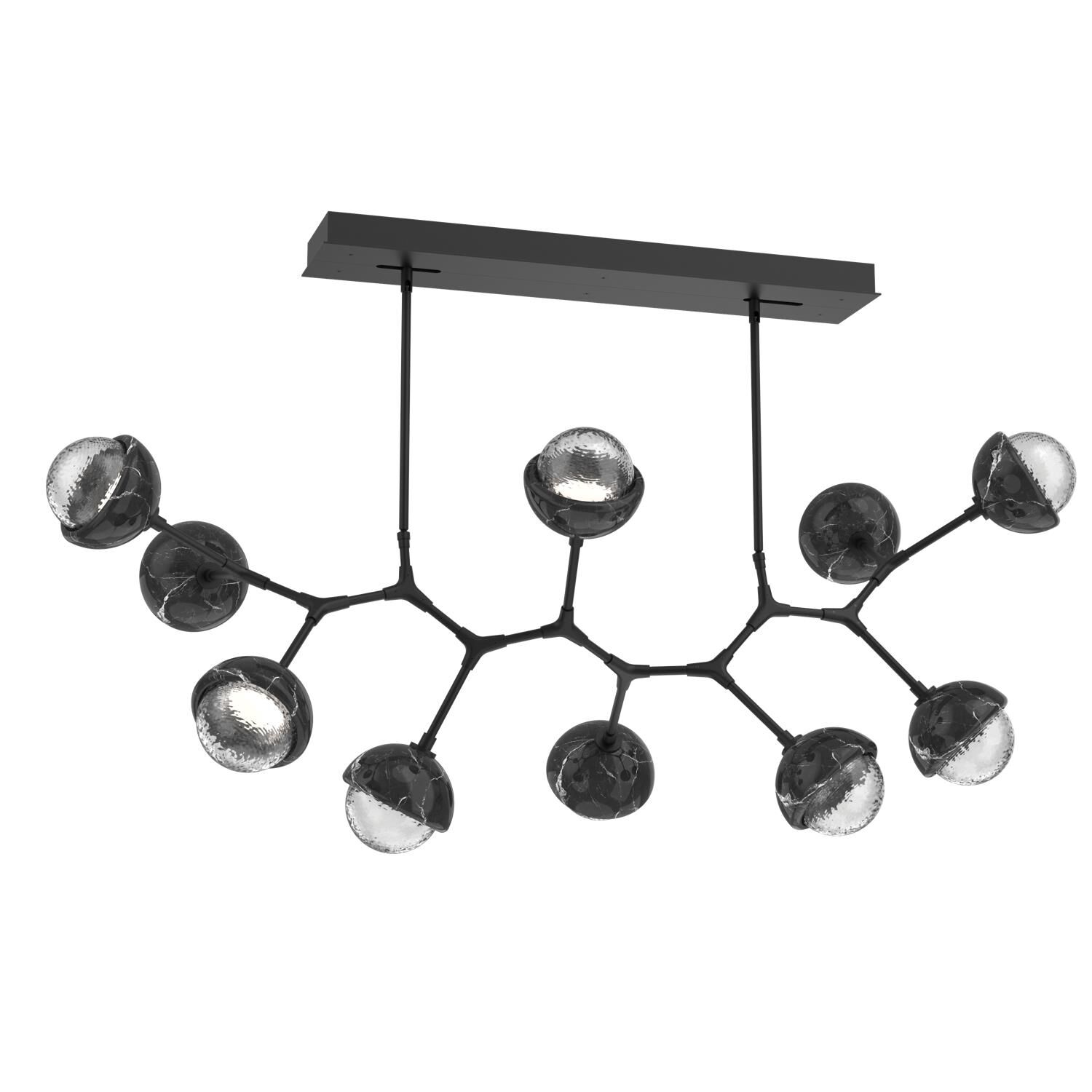 Shown in Matte Black finish and Clear glass and Black Marble accent