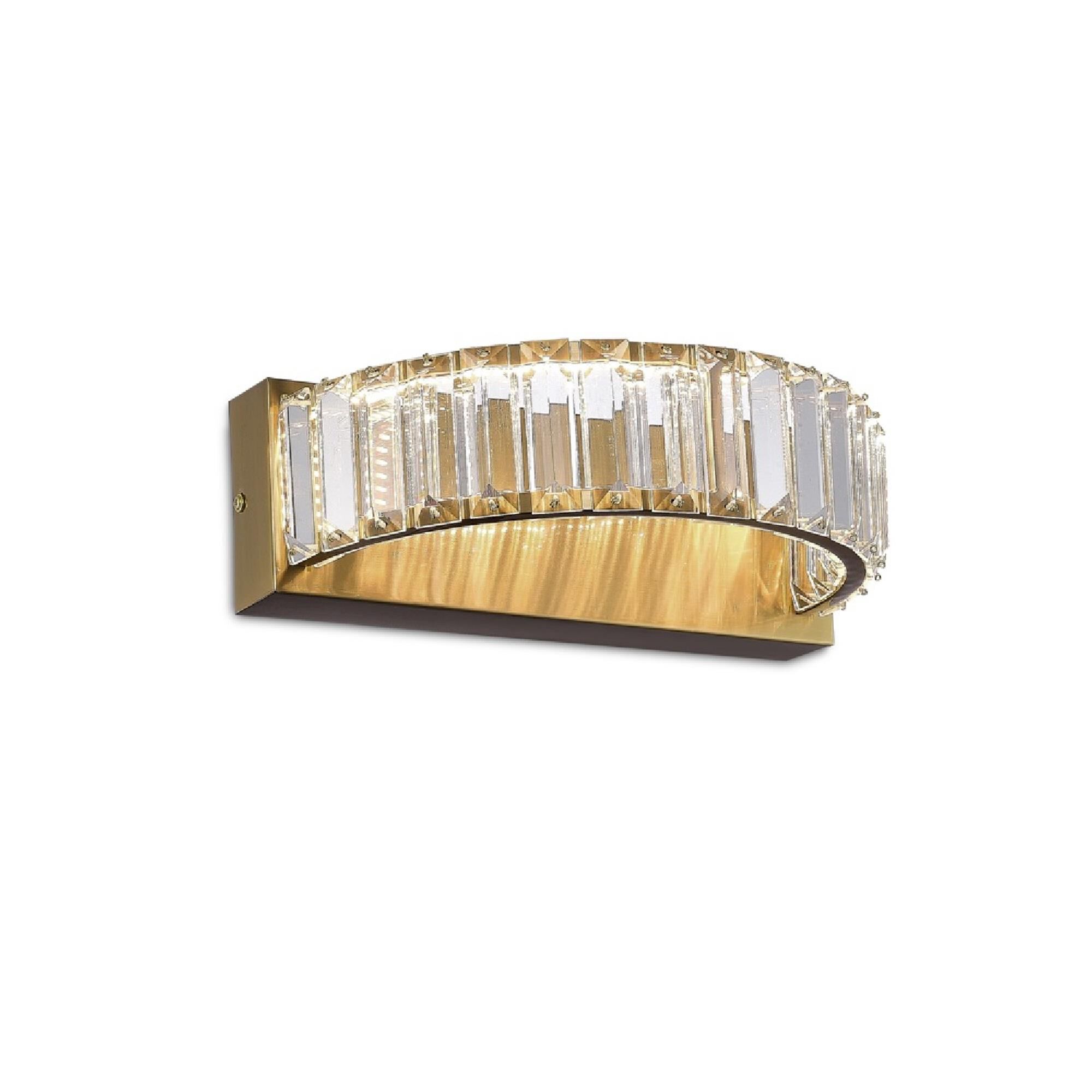 Shown in Brushed Brass finish and Clear Crystal glass