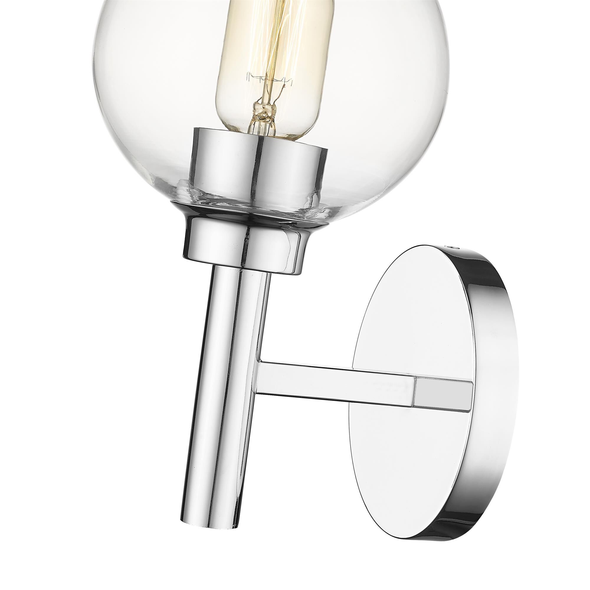 Shown in Chrome finish and Clear glass