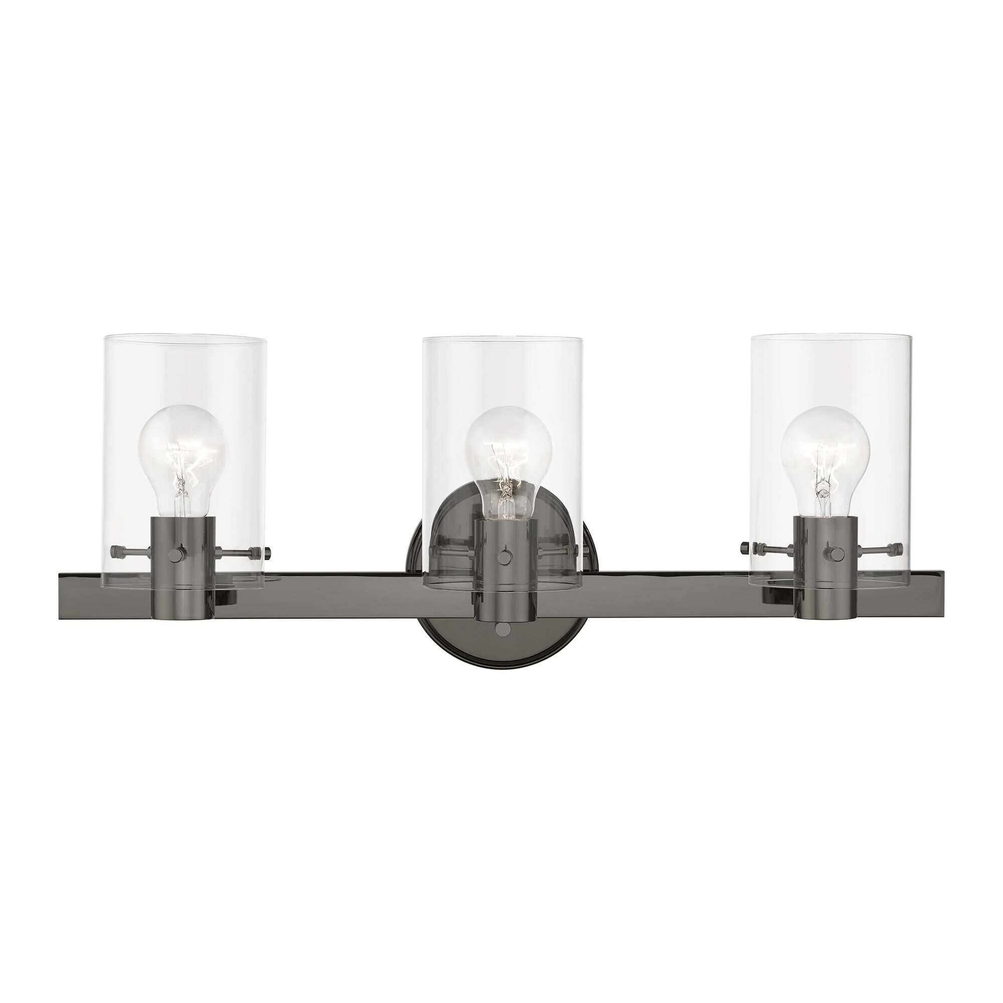 Shown in Black Chrome finish and Clear glass