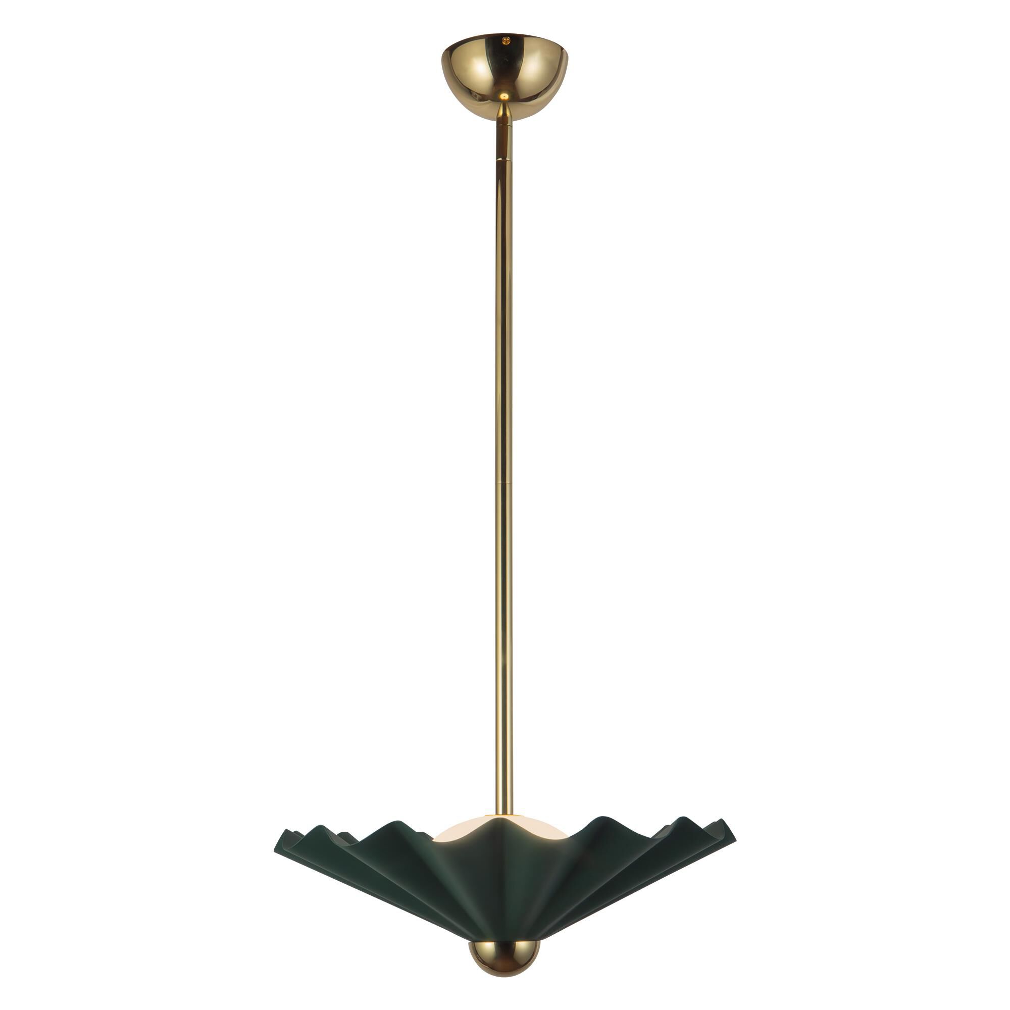 Shown in Pine Green finish and Matte Opal glass