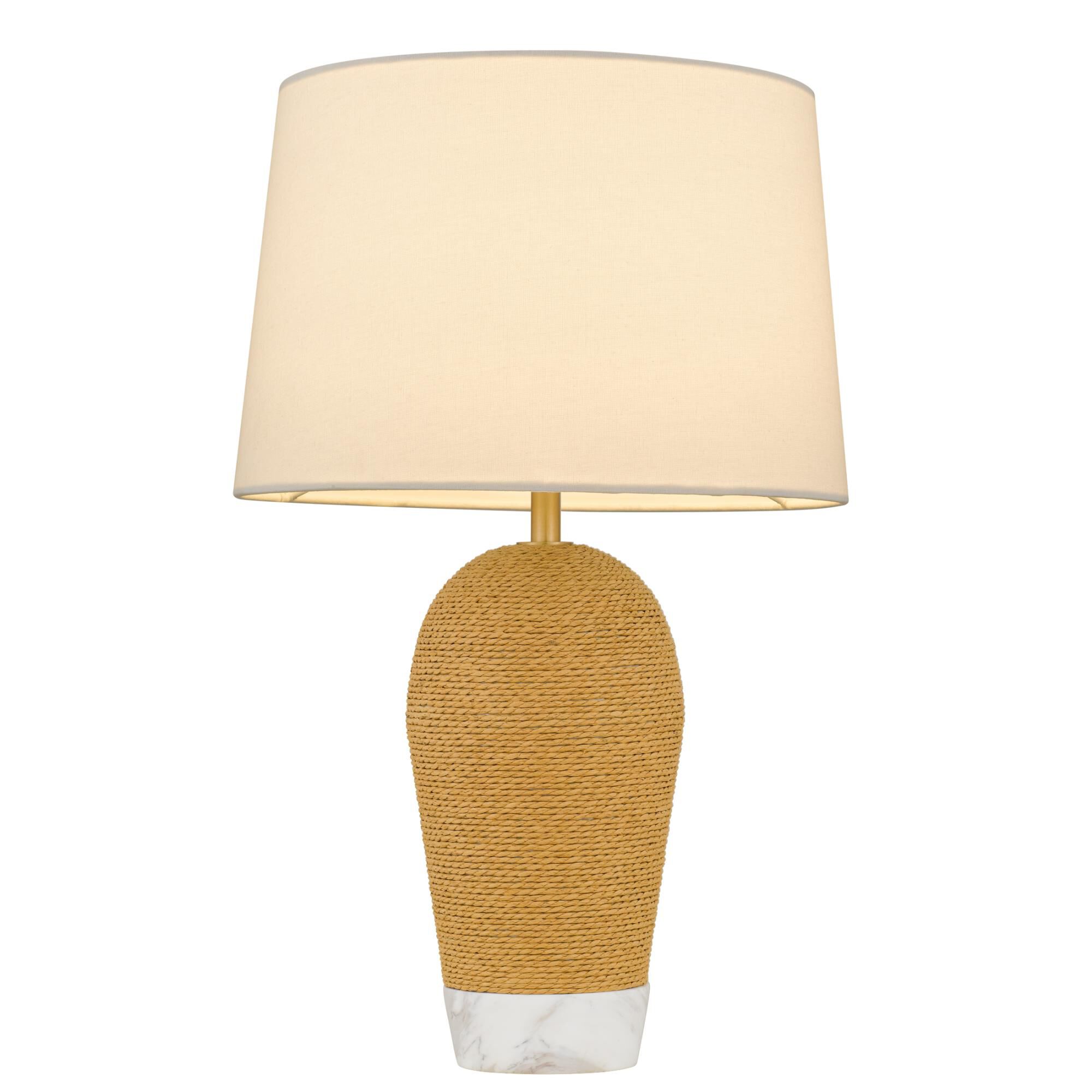 Shown in Brushed Gold finish and Fabric shade