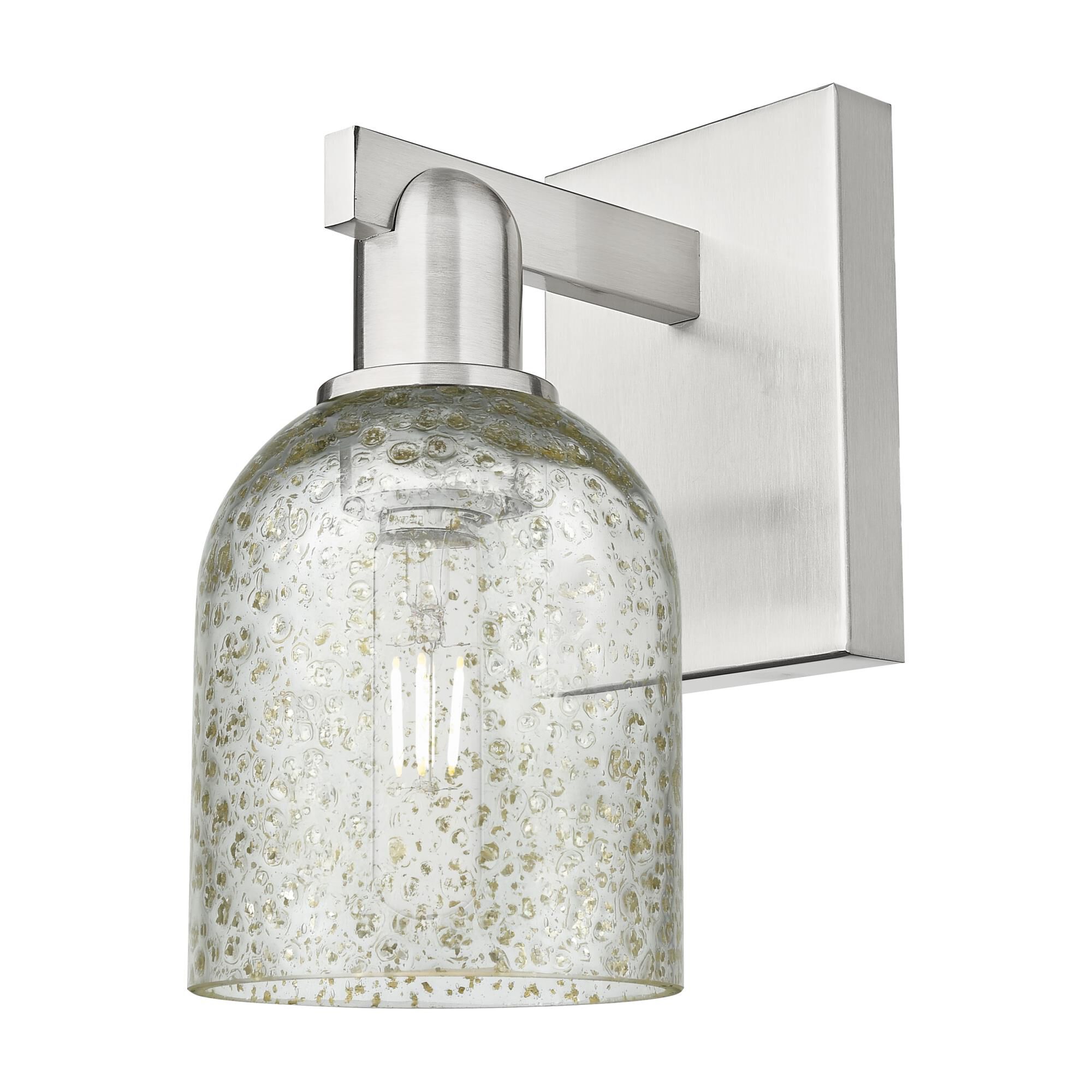 Shown in Brushed Satin Nickel finish and Mica glass