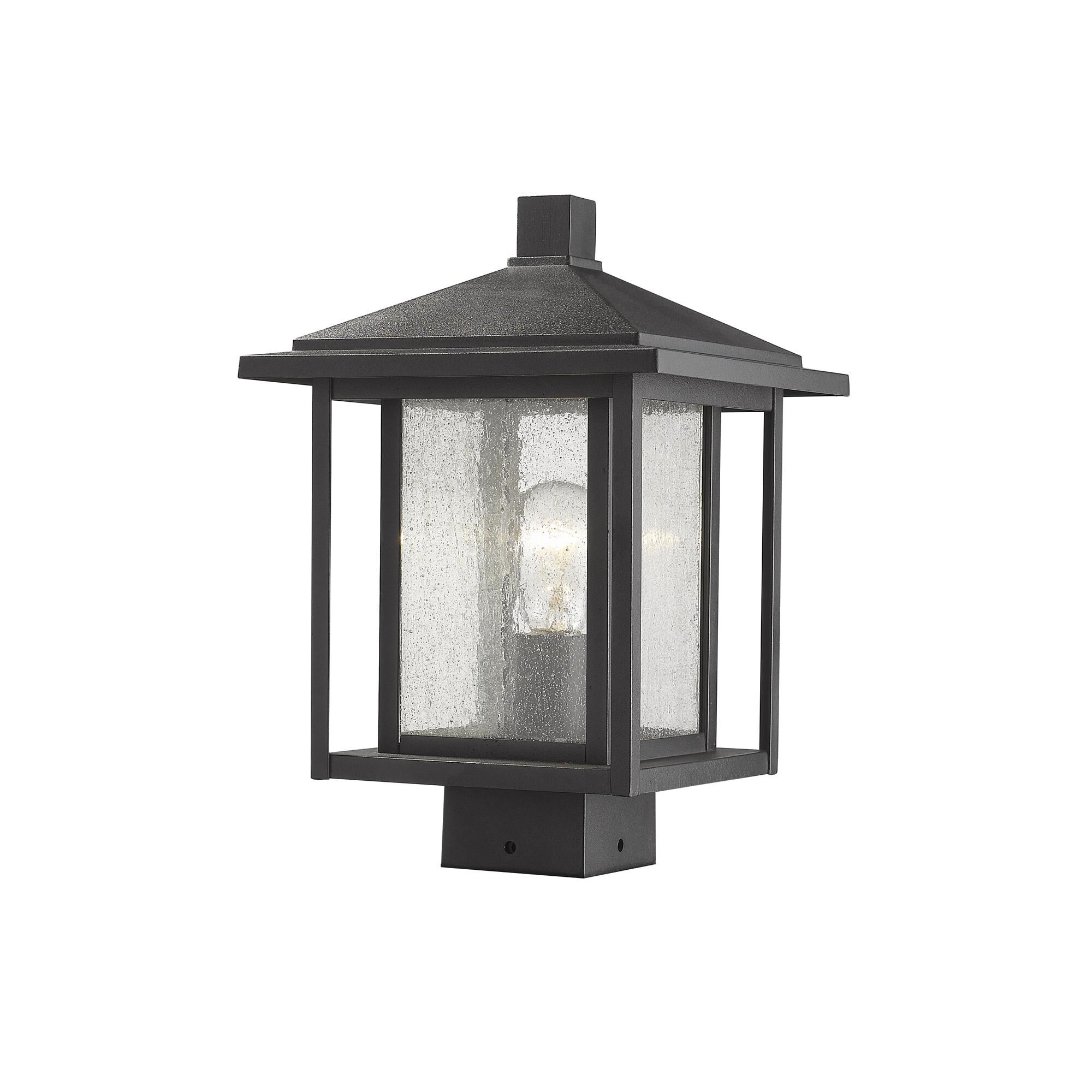 Shown in Black finish and Glass shade