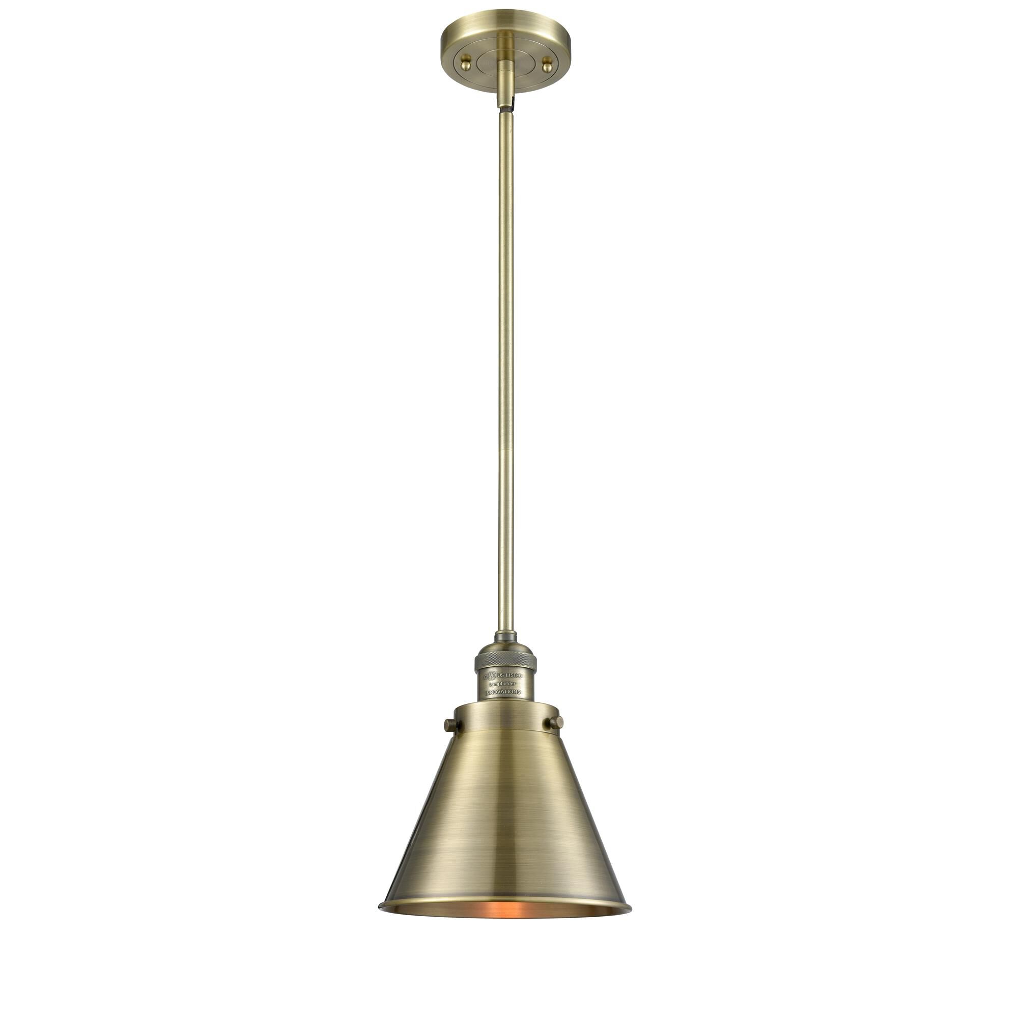 Shown in Antique Brass finish and Metal - Antique Brass - Cone shade