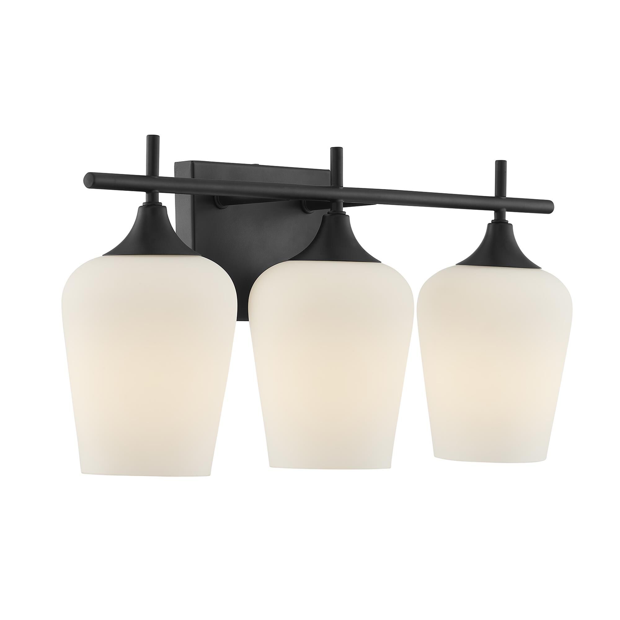 Shown in Matte Black finish and White Opal glass