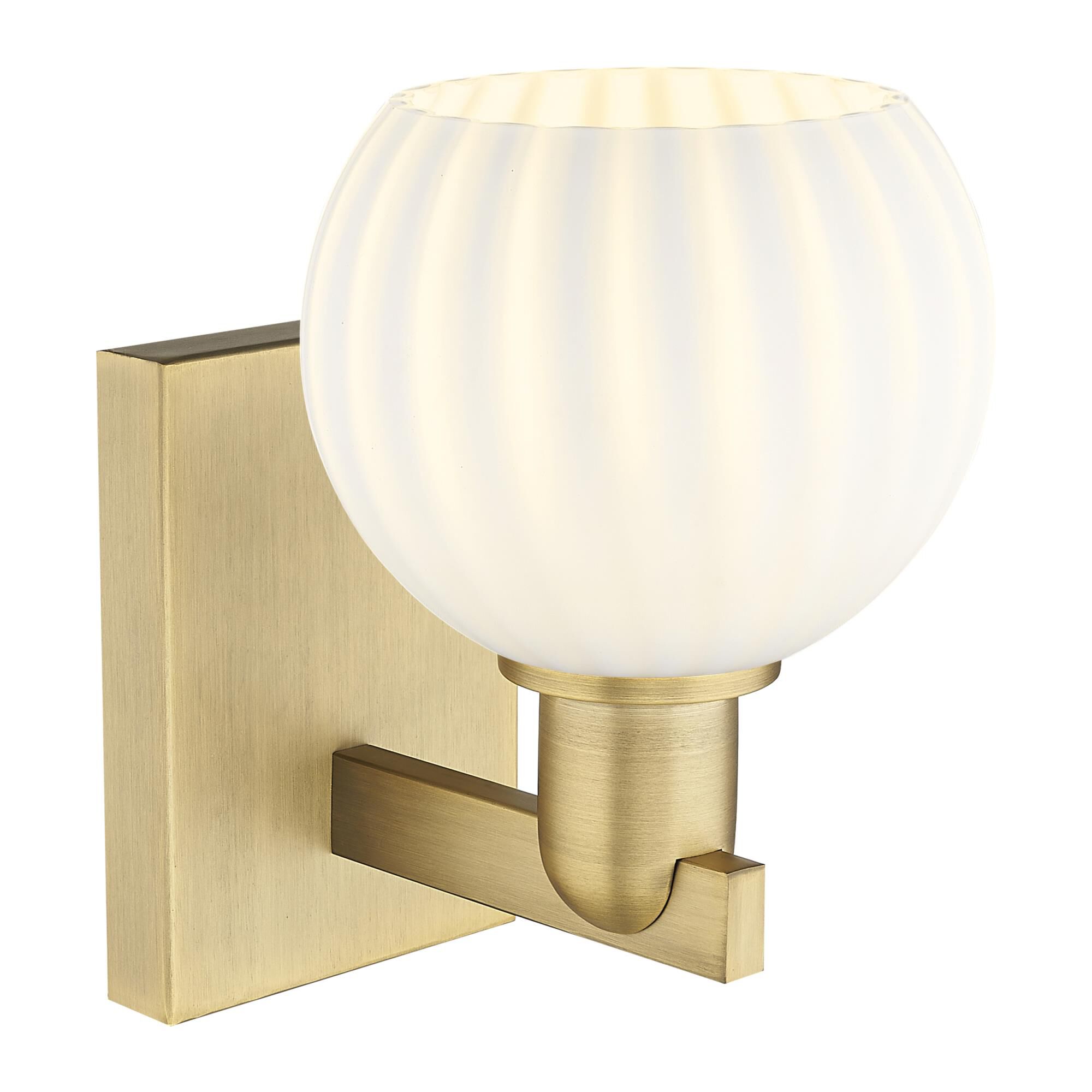 Shown in Brushed Brass finish and White Venetian glass