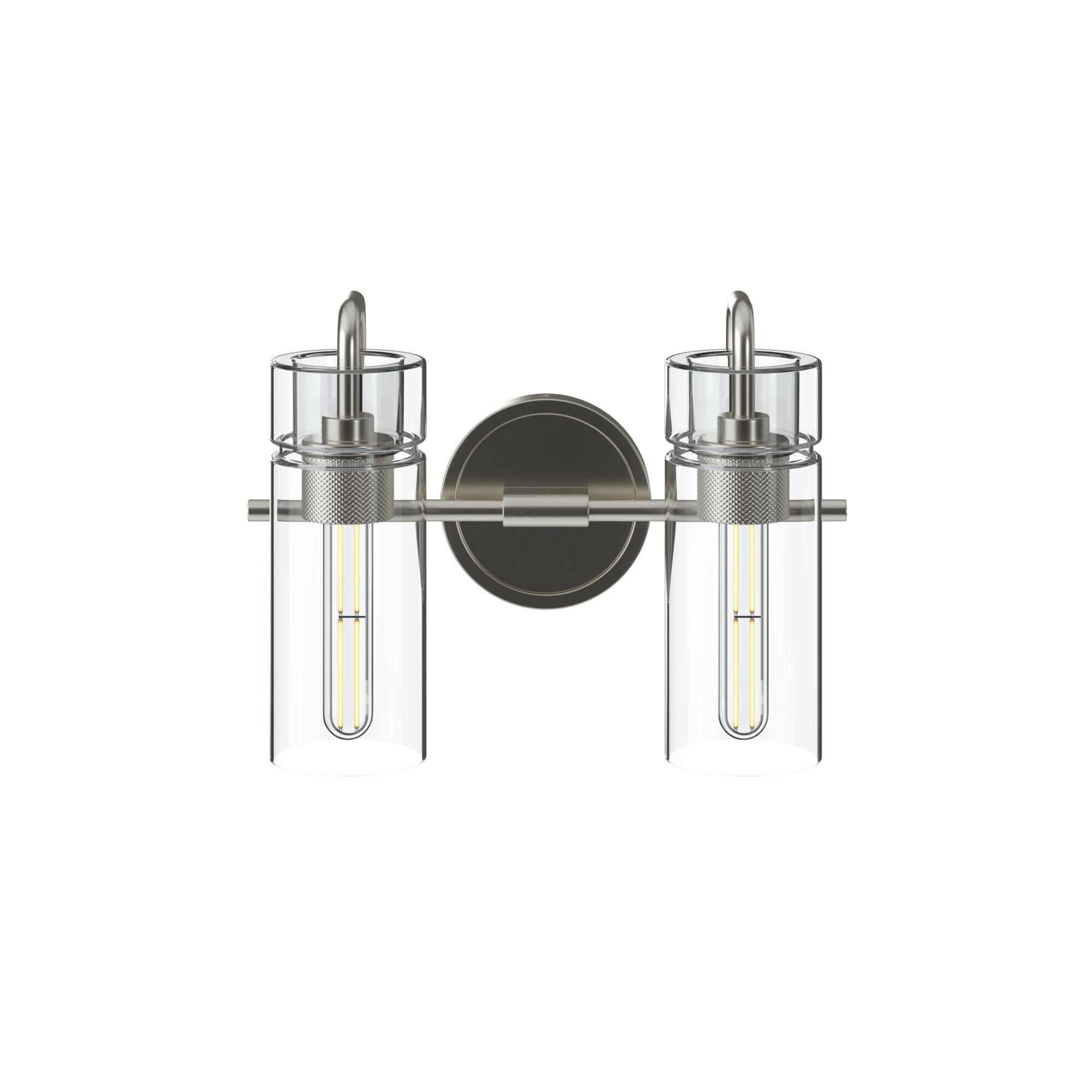 Shown in Brushed Nickel finish and Clear glass