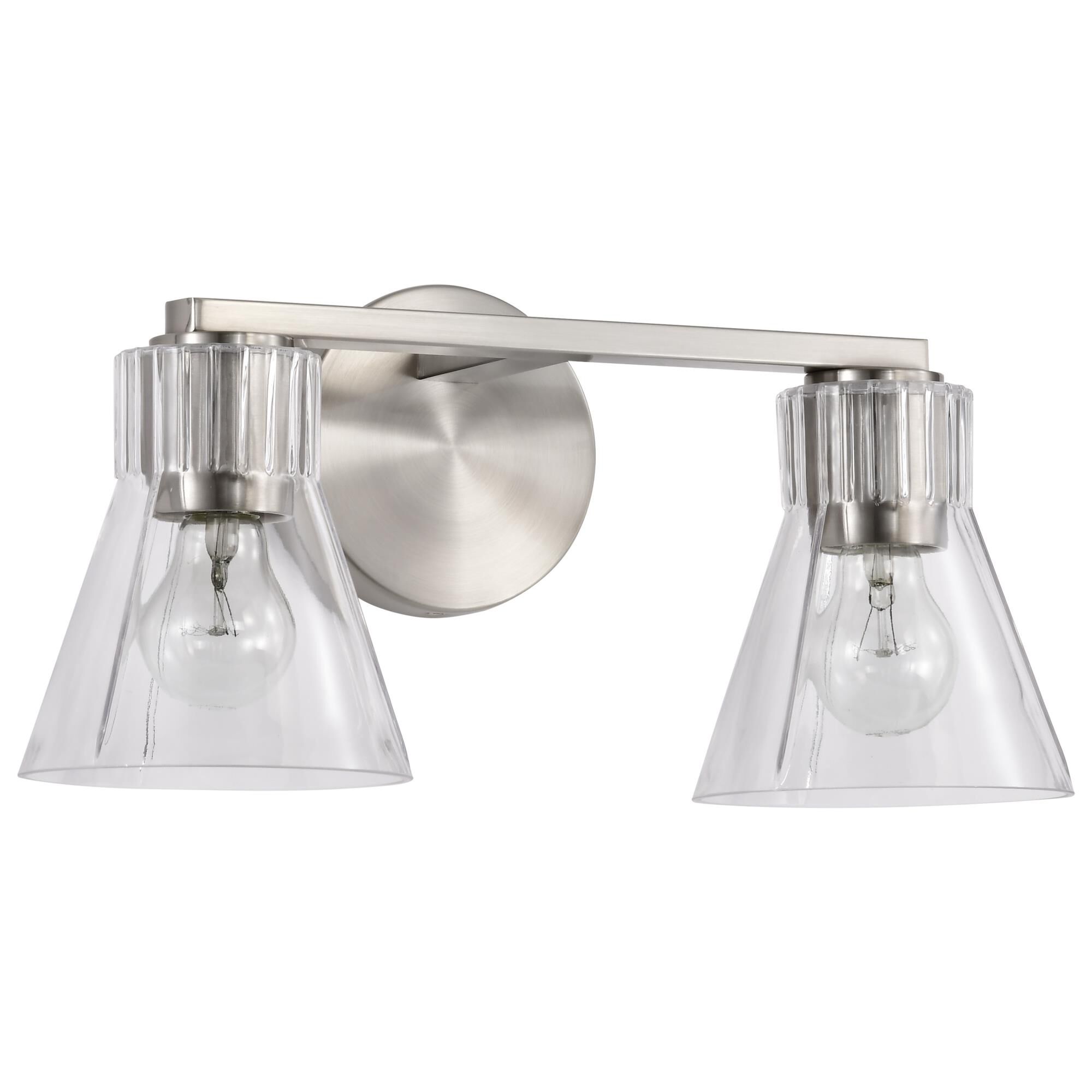 Shown in Brushed Nickel finish and Clear glass and Clear shade