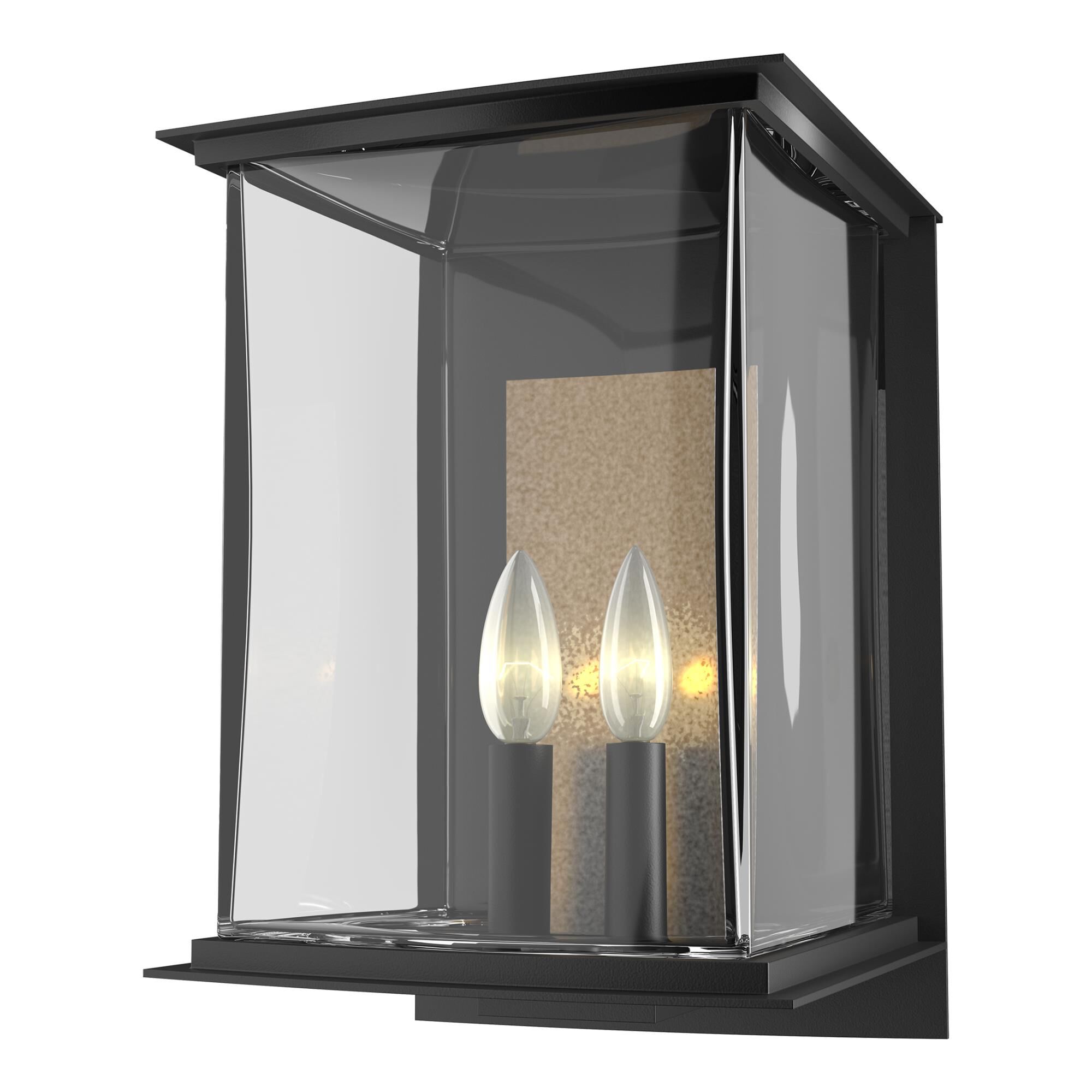 Shown in Coastal Black finish and Clear glass and Translucent Soft Gold accent