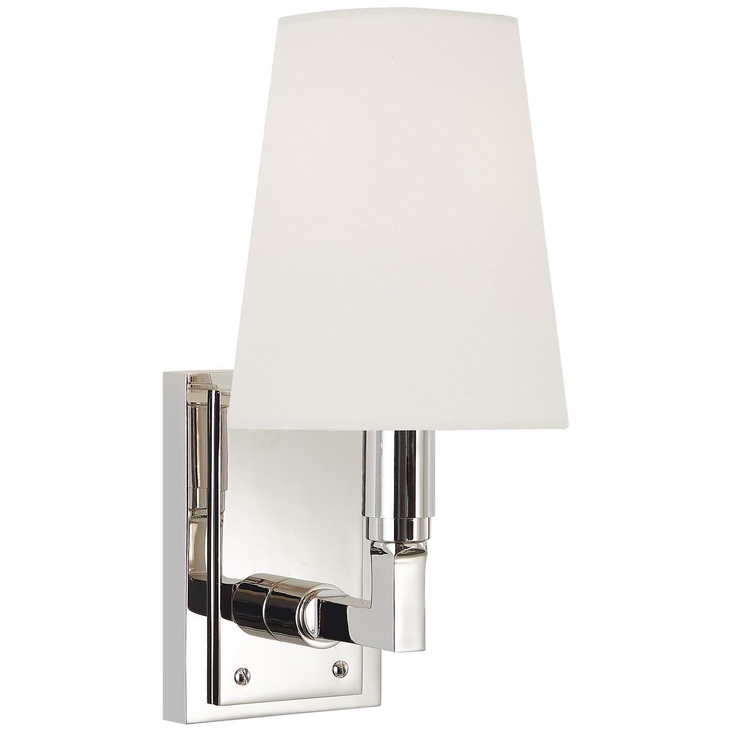 Shown in Polished Nickel finish and Linen shade