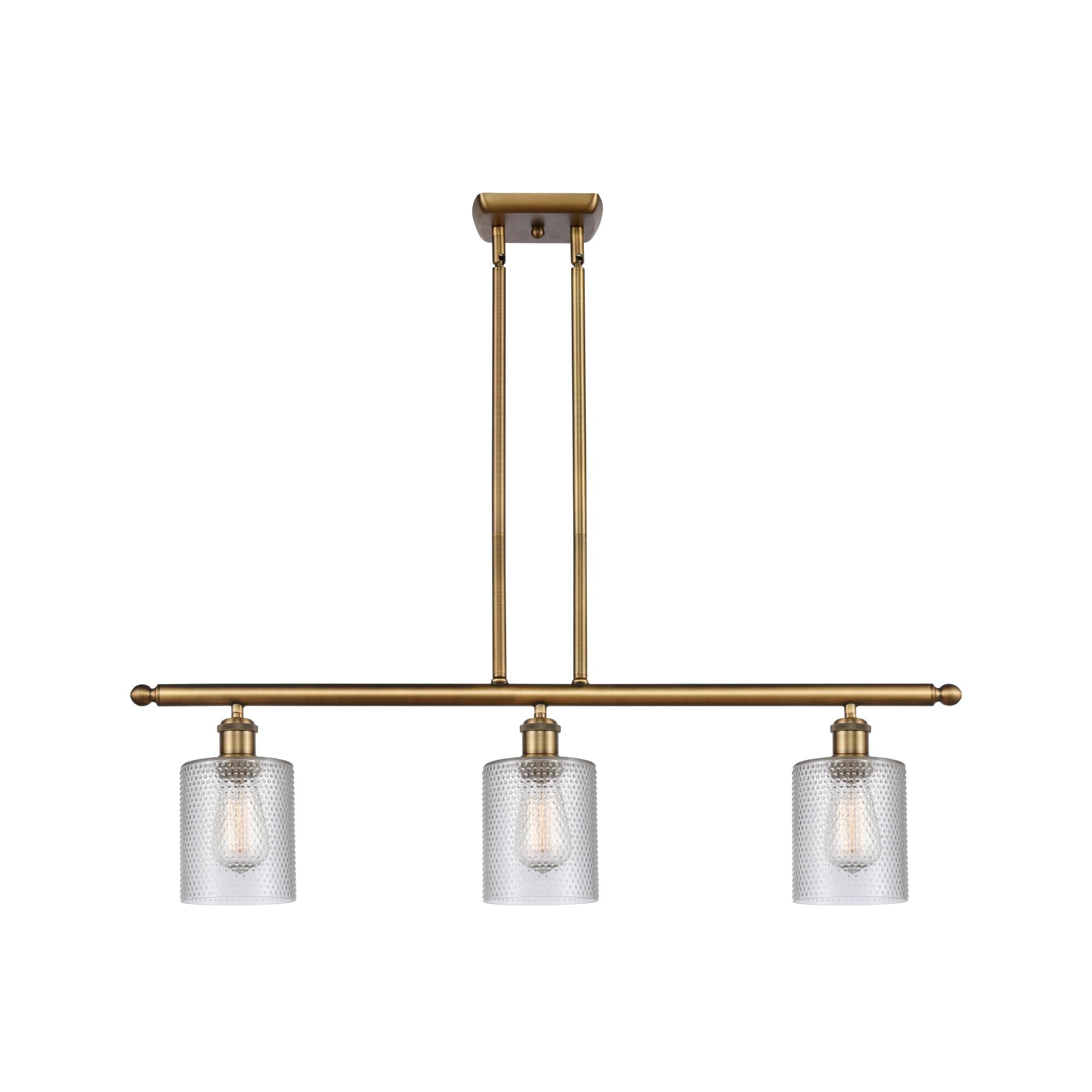Shown in Brushed Brass finish and Drum glass and Glass shade