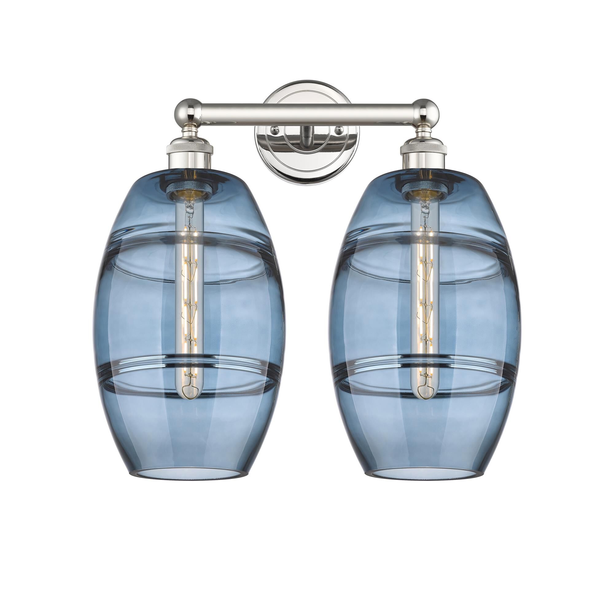 Shown in Polished Nickel finish and Princess Blue glass