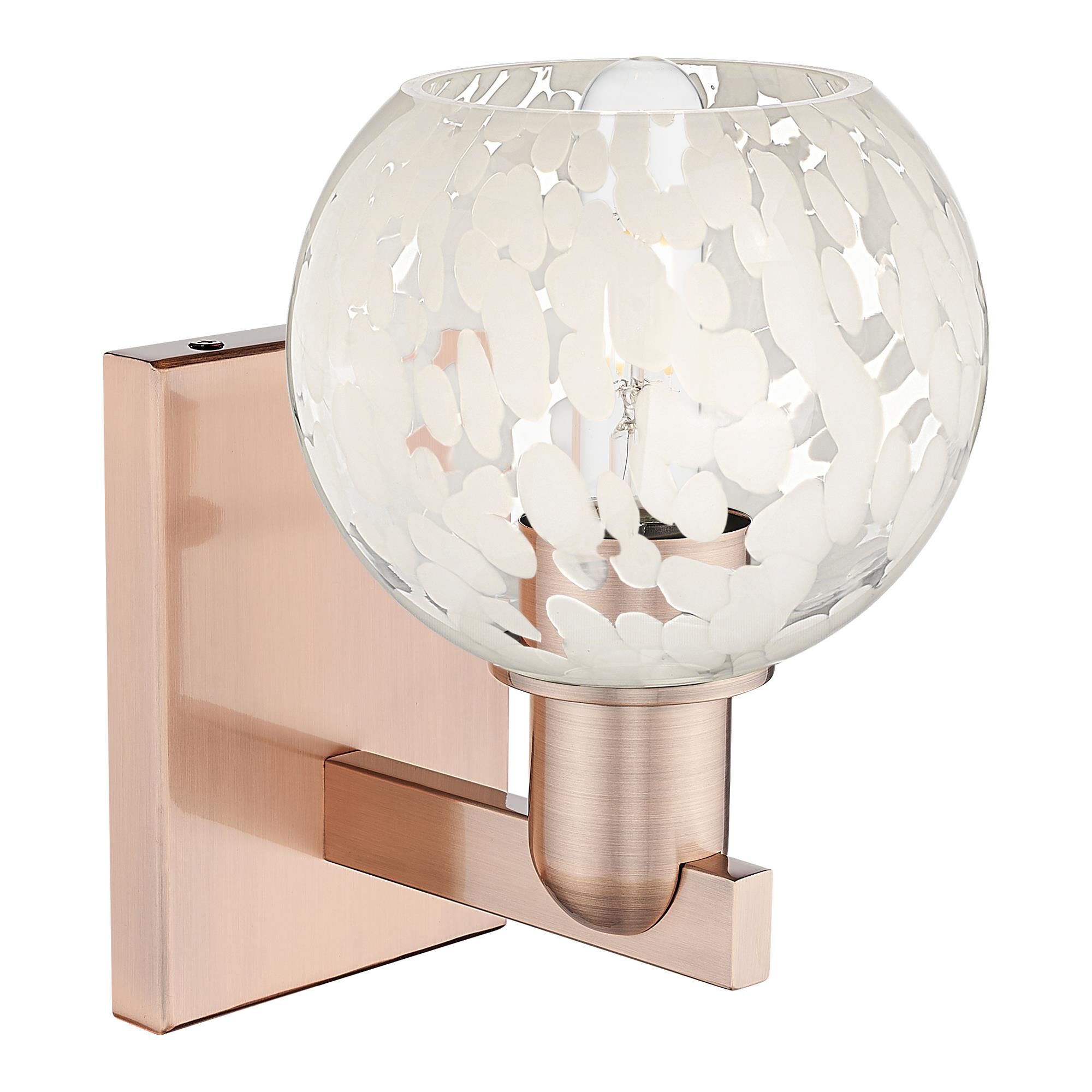 Shown in Antique Copper finish and White Mouchette glass