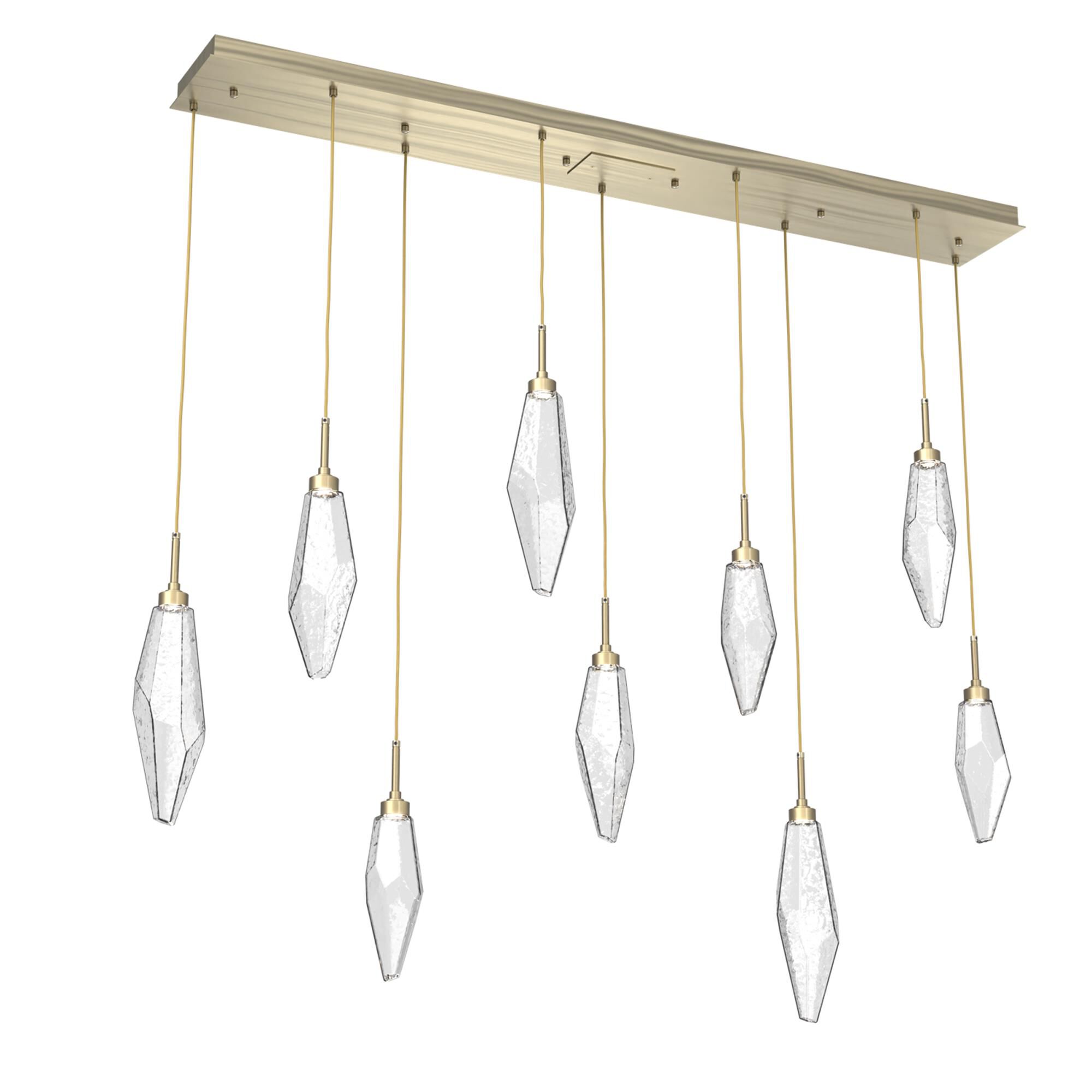 Shown in Novel Brass finish and Chilled Clear glass