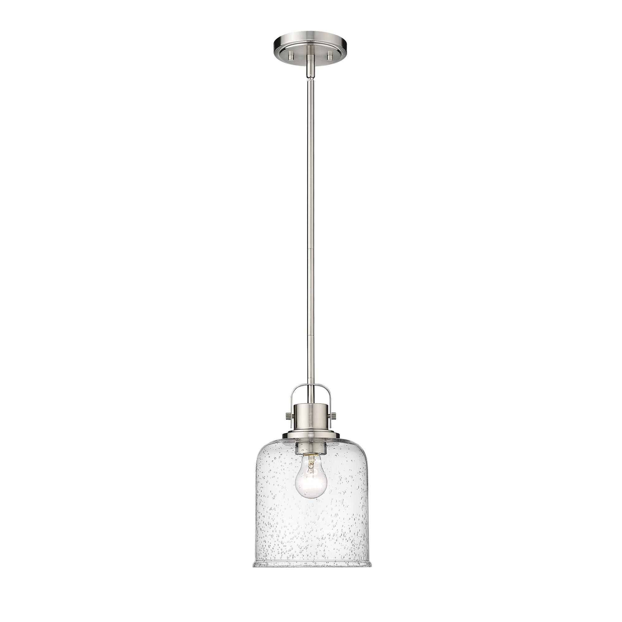 Shown in Brushed Nickel finish and Glass shade