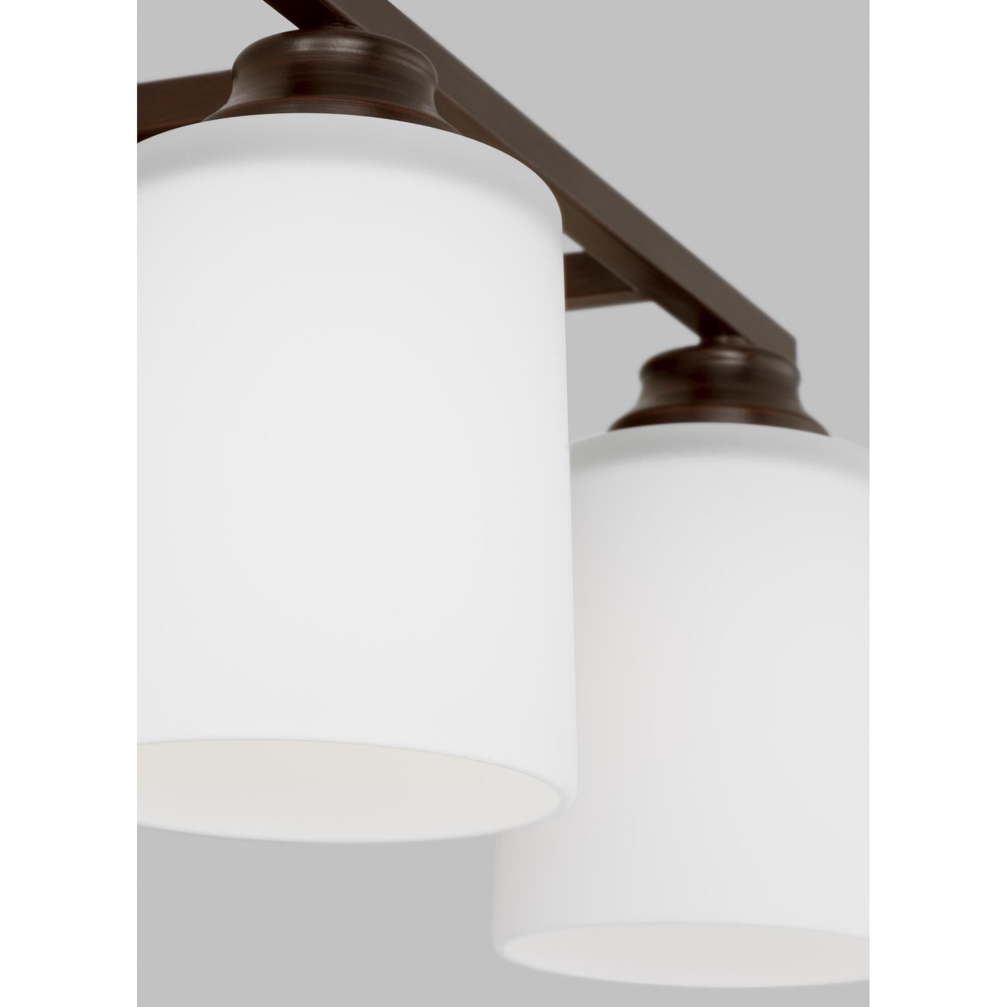 Shown in Bronze finish and Etched / White Inside Glass shade