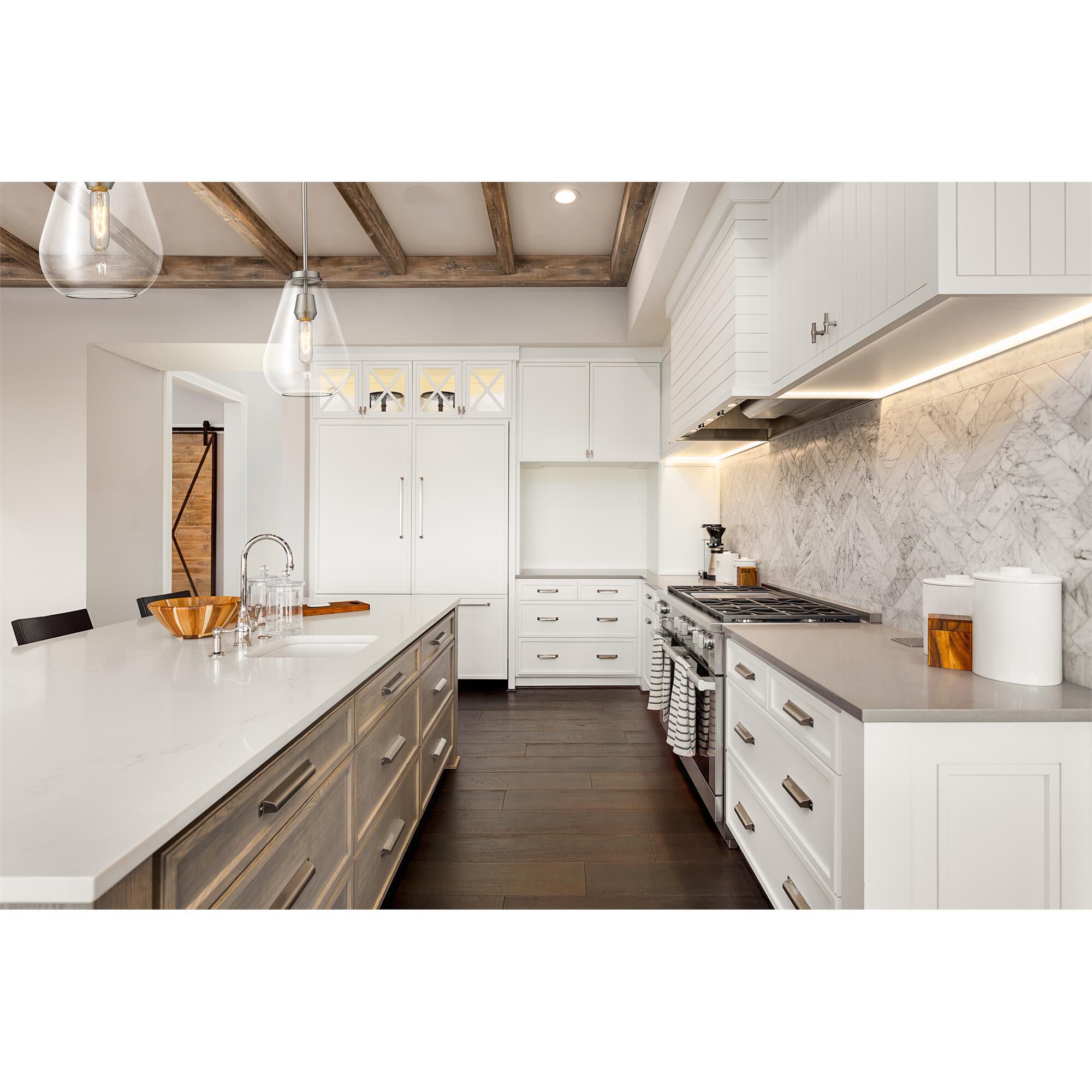 Shown in Brushed Nickel finish and Glass shade