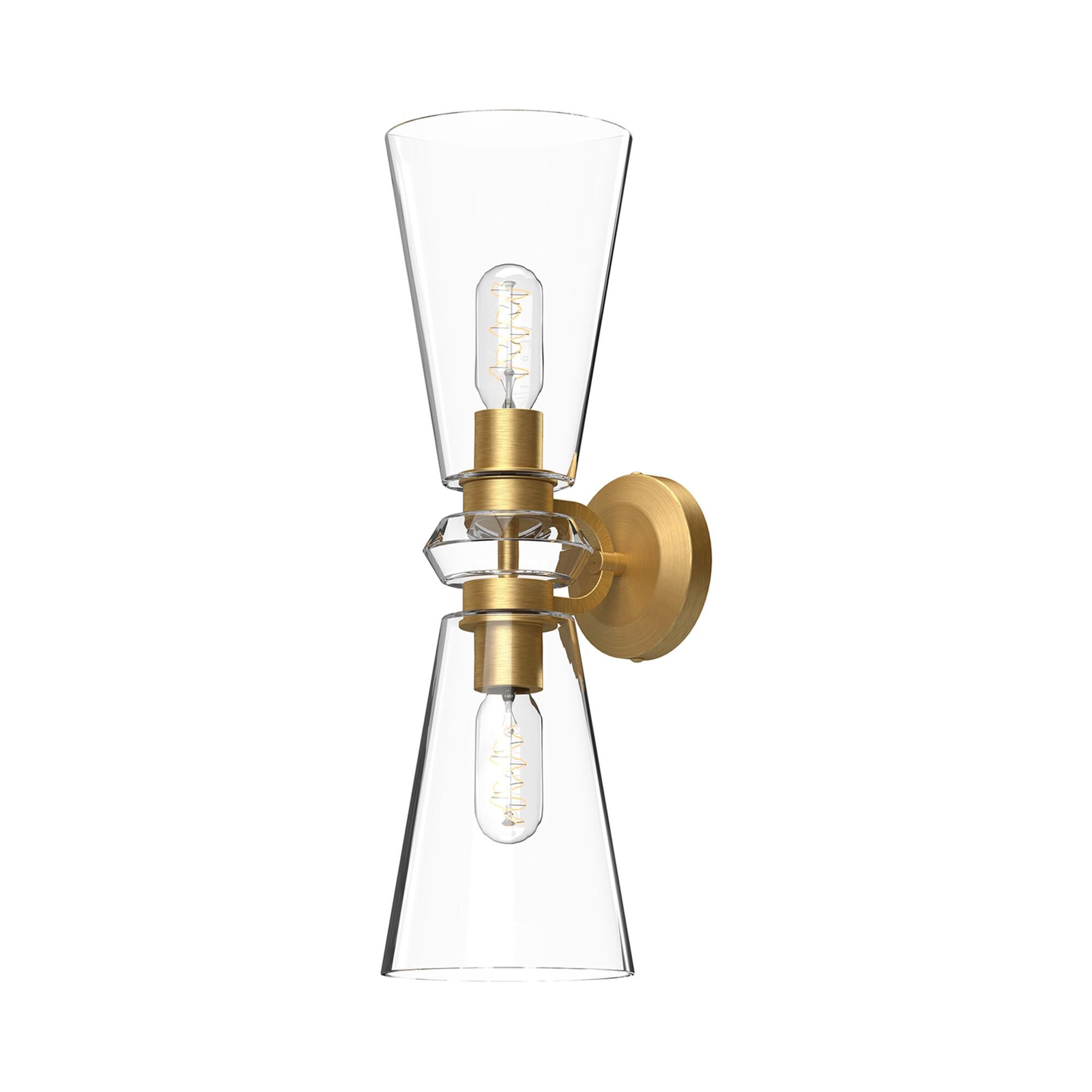 Shown in Brushed Gold finish and Clear glass