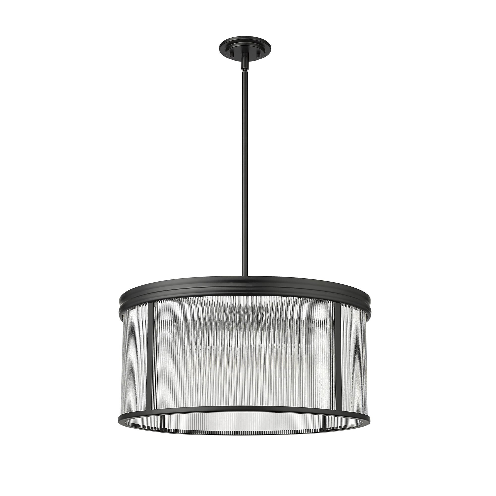 Shown in Matte Black finish and Clear Ribbed glass